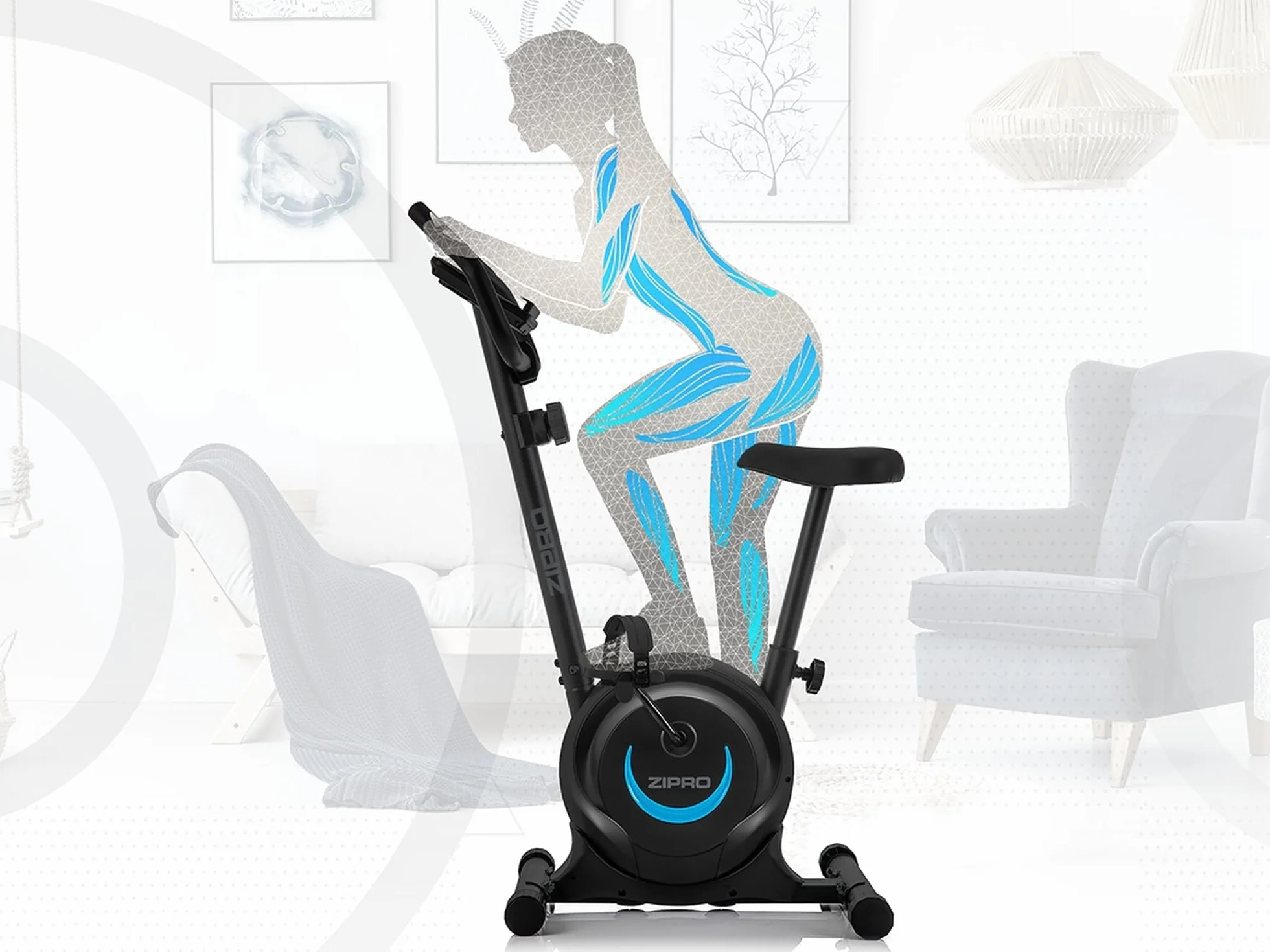 ZIPRO Vélo d'Appartement Adulte Résistance Magnétique 8 Niveaux Écran LCD