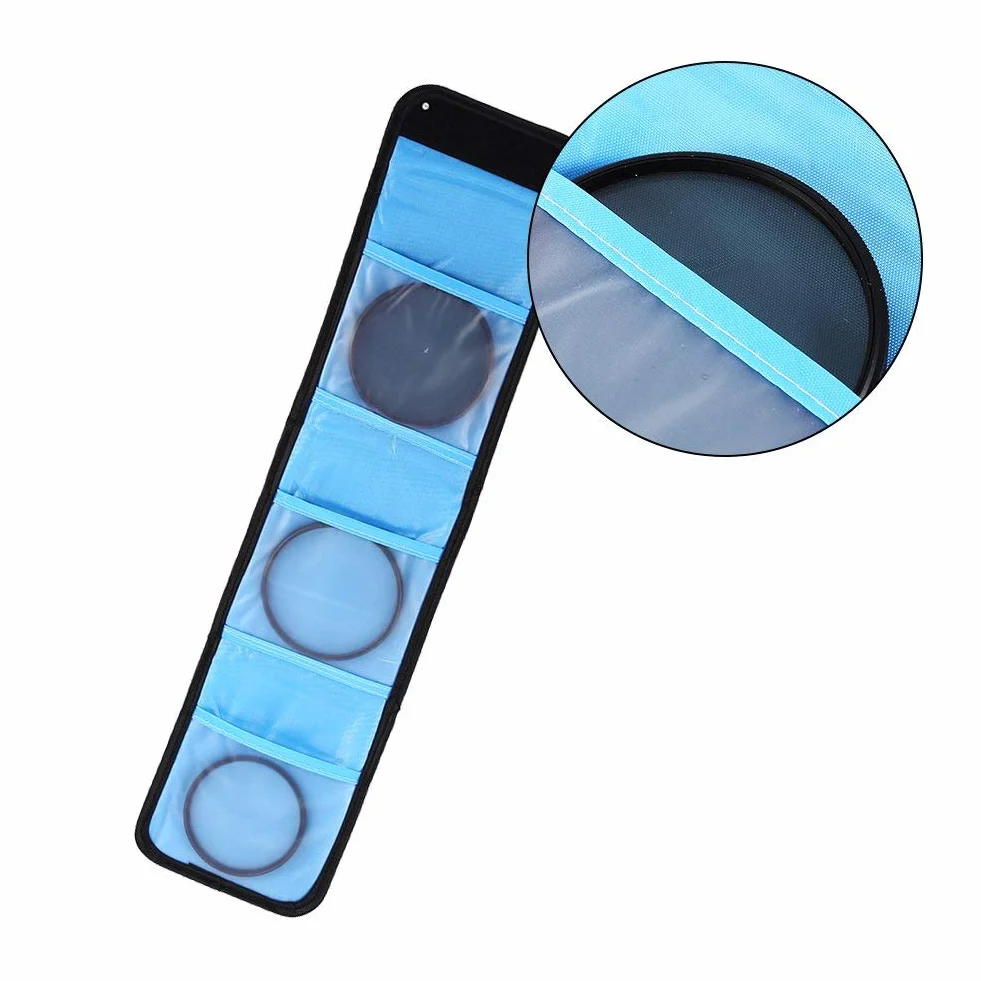 Sacoche pour Filtre Caméra de Qiilu, Étui à 3 Poches pour Appareil Photo, Compatible avec DSLR et Caméscope, Protection pour Lentilles et Filtres Numériques