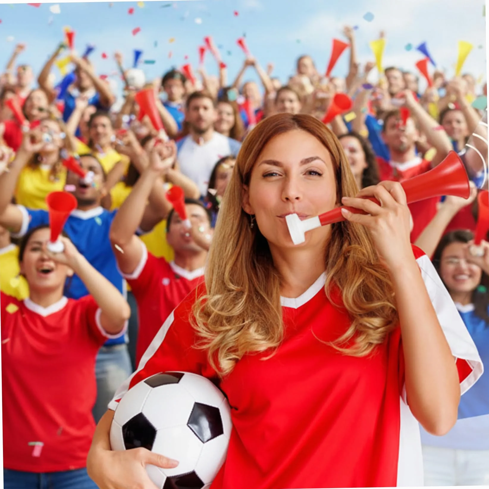 Klaxon de stade 10 pièces, soufflage plastique puissant Vuvuzela pour événements sportifs et football
