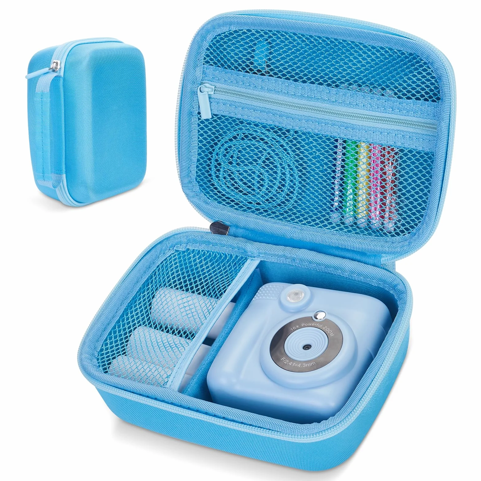 Etui Appareil Photo Résistant aux Chocs avec Dragonne pour Enfant - Bleu