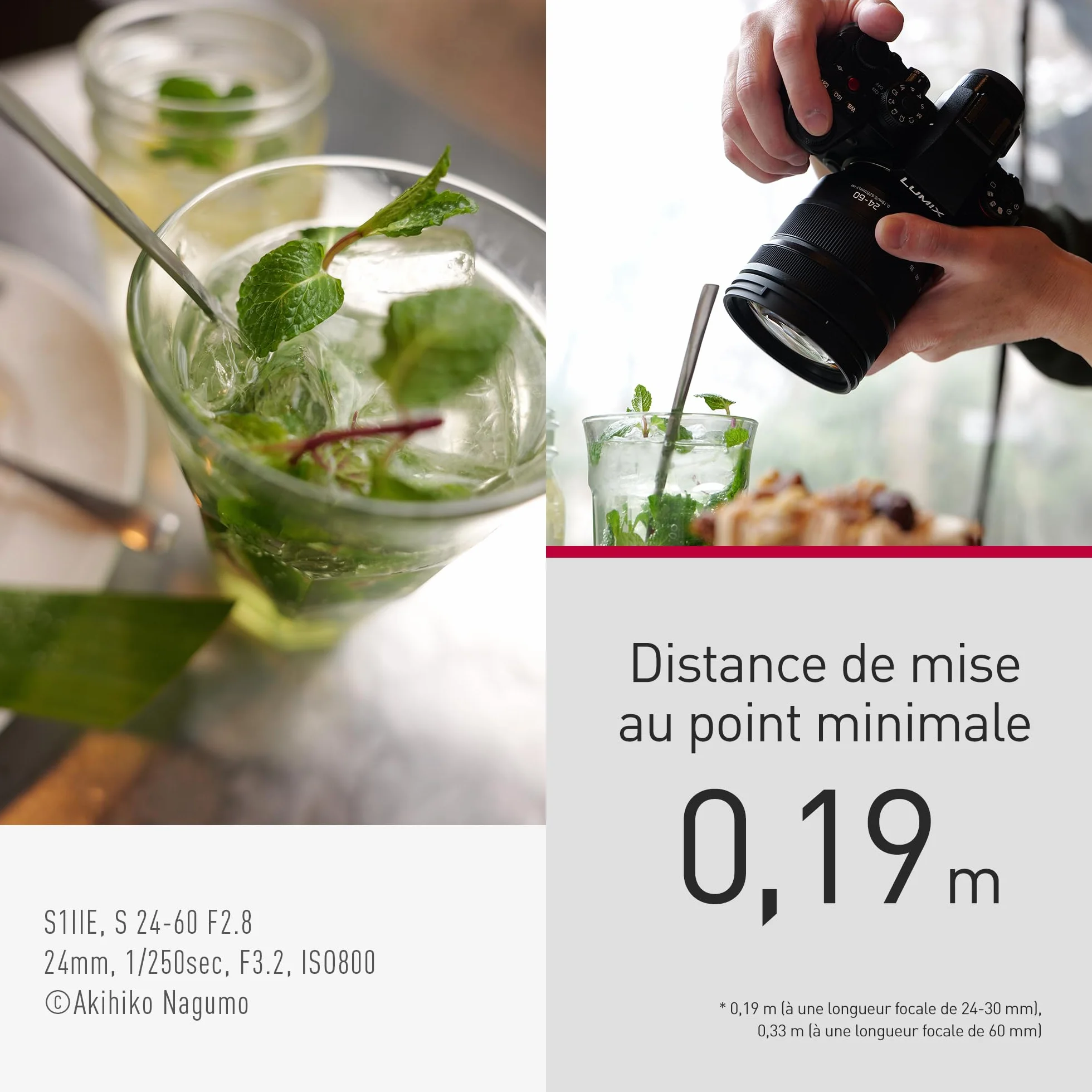 Panasonic Lumix S 24-60mm F2.8 Objectif Plein Format S-R2460 Grand Angle Tropicalisé Noir Monture L