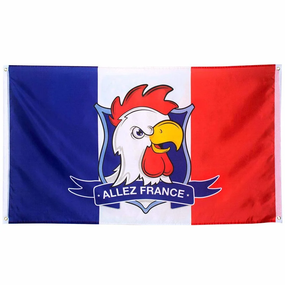 Boland Drapeau de décoration Allez France 90 x 150 cm Polyester France Football Coupe du Monde