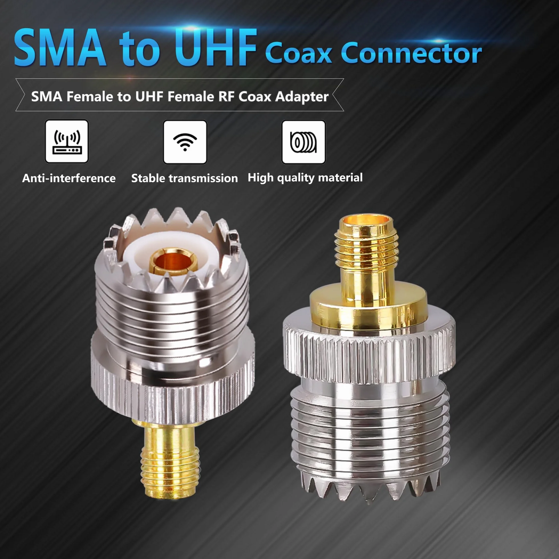 TUOLNK Adaptateur SMA vers PL259 Connecteur coaxial 2 pièces pour antenne Radio CB avec Prises SO239 et SMA
