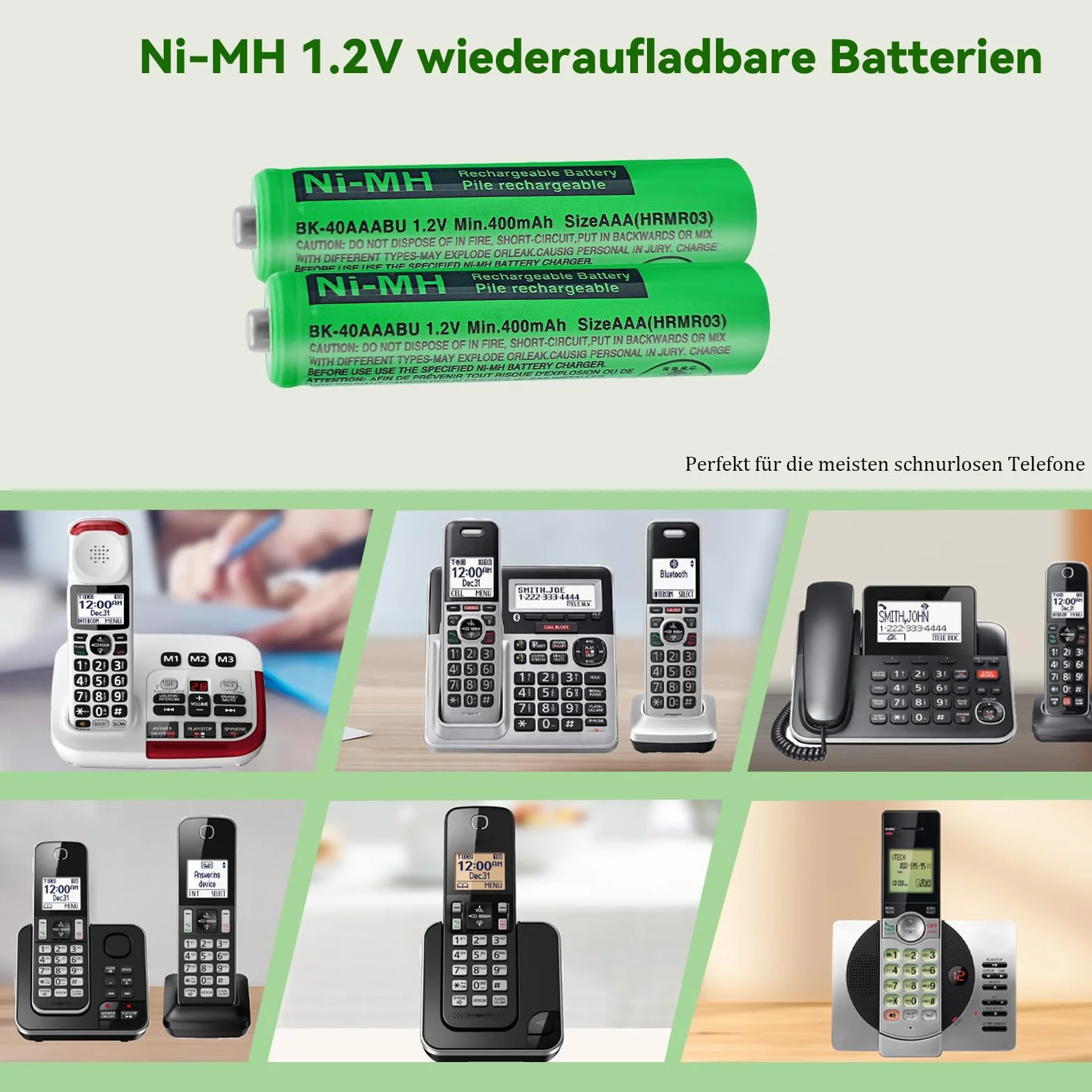 Panosonic Gigaset DECT Piles Rechargeables Ni-MH AAA 1,2V 400mAh Lot de 2 BK-40AAABU
