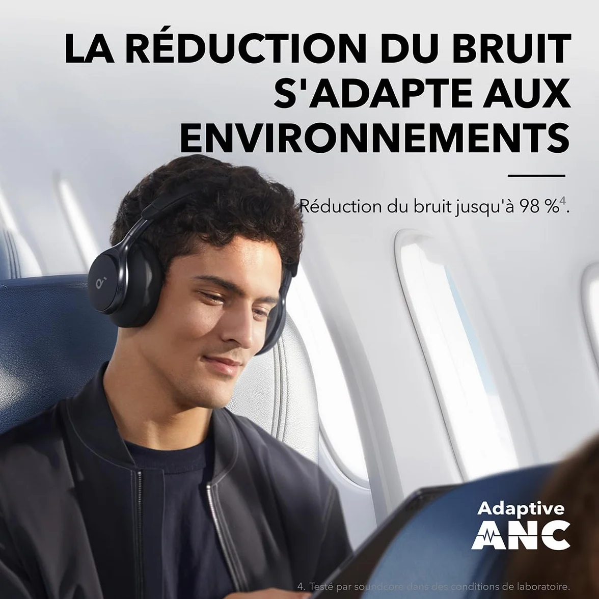Soundcore Space One Casque Bluetooth sans Fil avec Réduction de Bruit Active Adaptative by Anker, Réduction des Voix Humaine 2X Plus Efficace, ANC 46H, Contrôle app, LDAC Hi-Res Audio, Confort