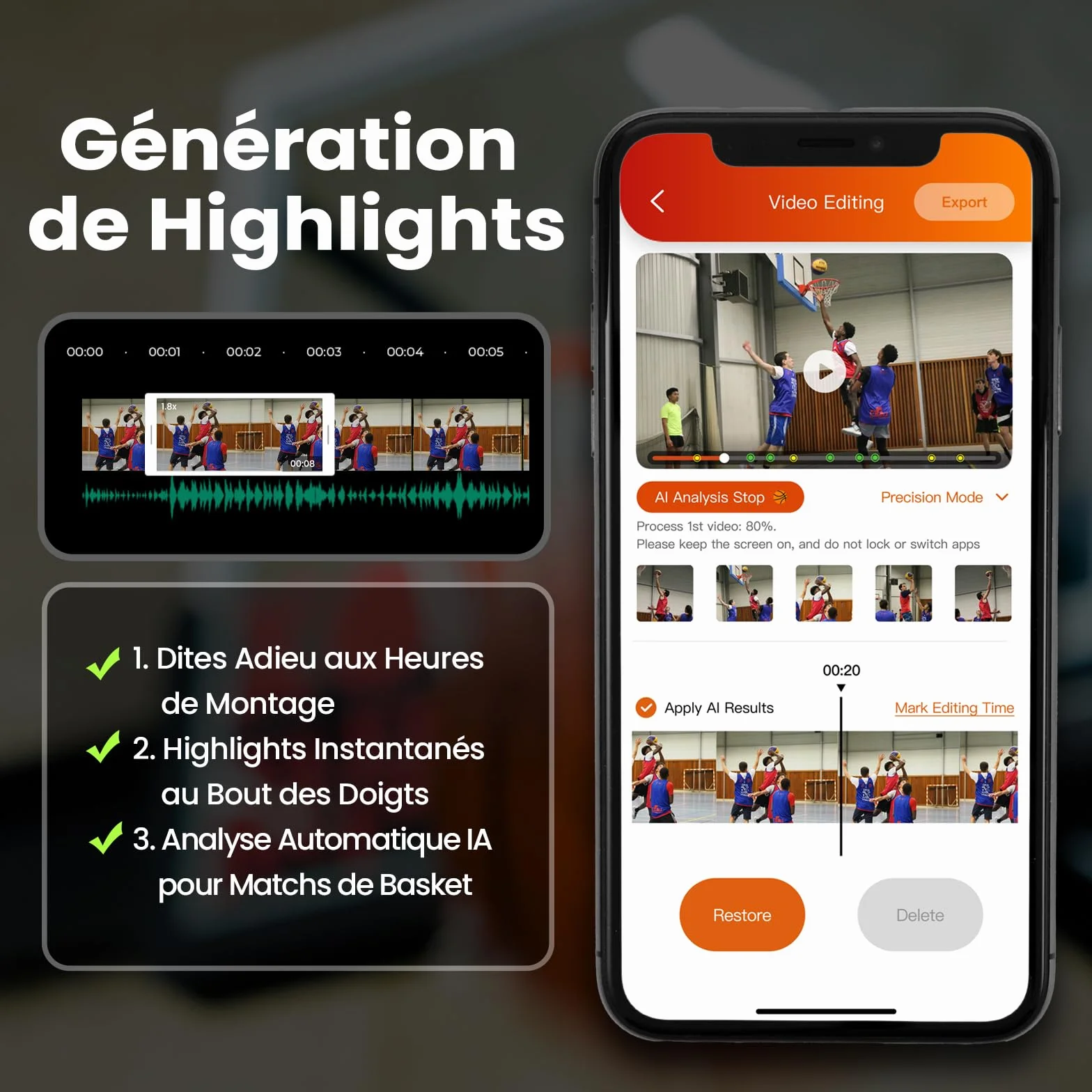 XbotGo Chameleon Caméra d'action Sport 4K 60FPS - SuiviFootball & Enregistrement Basket pour Sports Collectifs, Diffusion Live, Installation Facile, Compatible iOS & Android (Graphite Lave)
