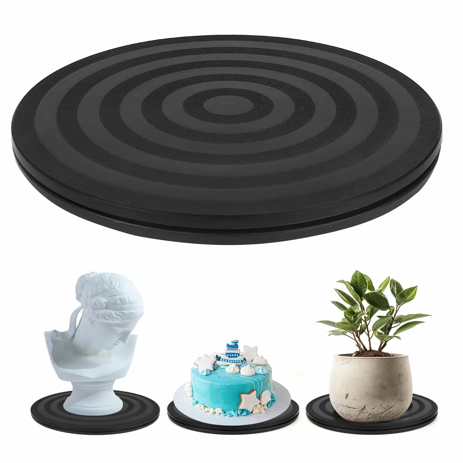 1 plateau tournant universel rotatif à 360 ° - Plateau tournant rond TV avec roulements à billes en acier - Plate-forme rotative de 20 cm - Plateau rotatif multi-usages antidérapant pour gâteau pour