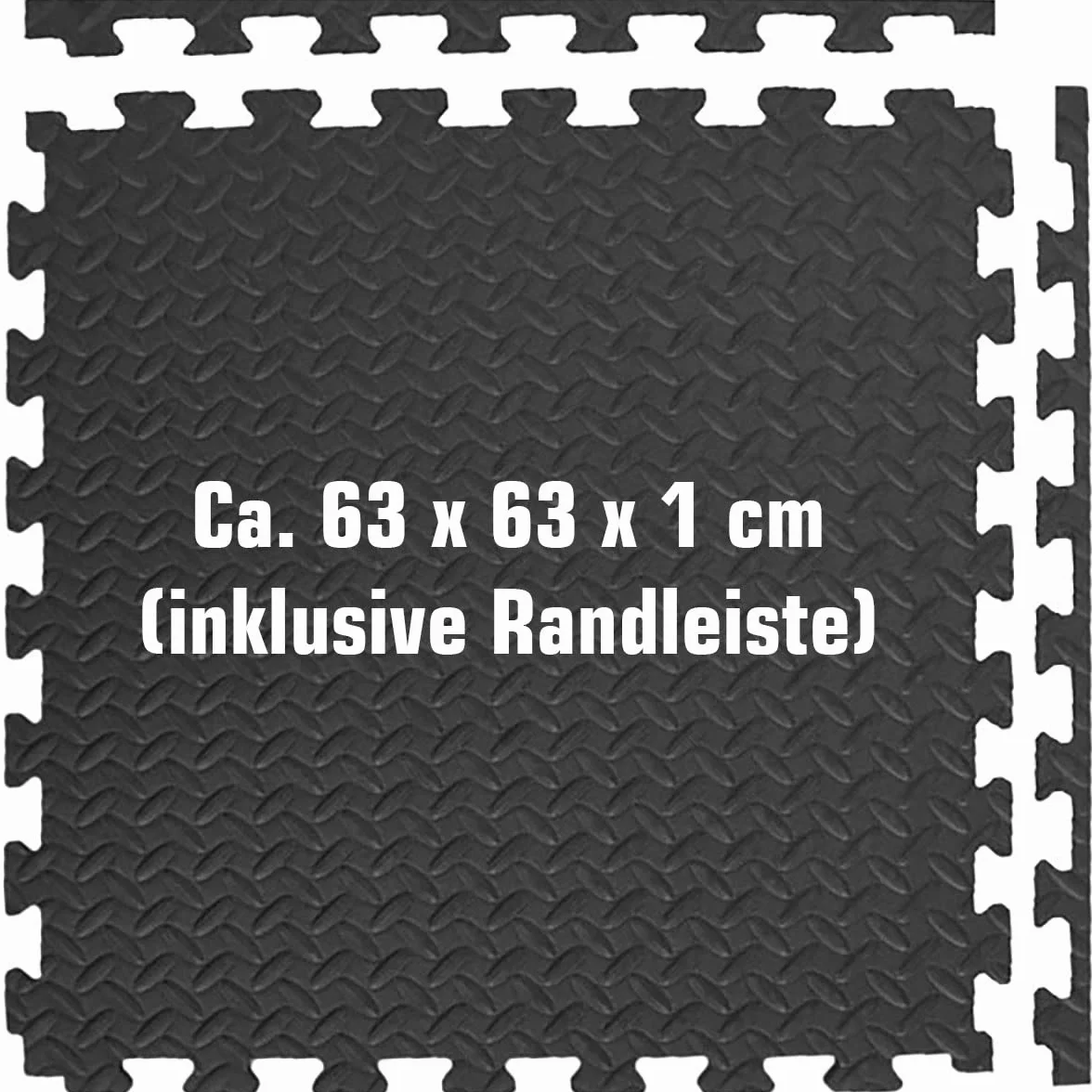 EYEPOWER Tapis Puzzle Fitness Sol Mousse EVA 4 Fragments 8 Cadres 1,59qm Noir
