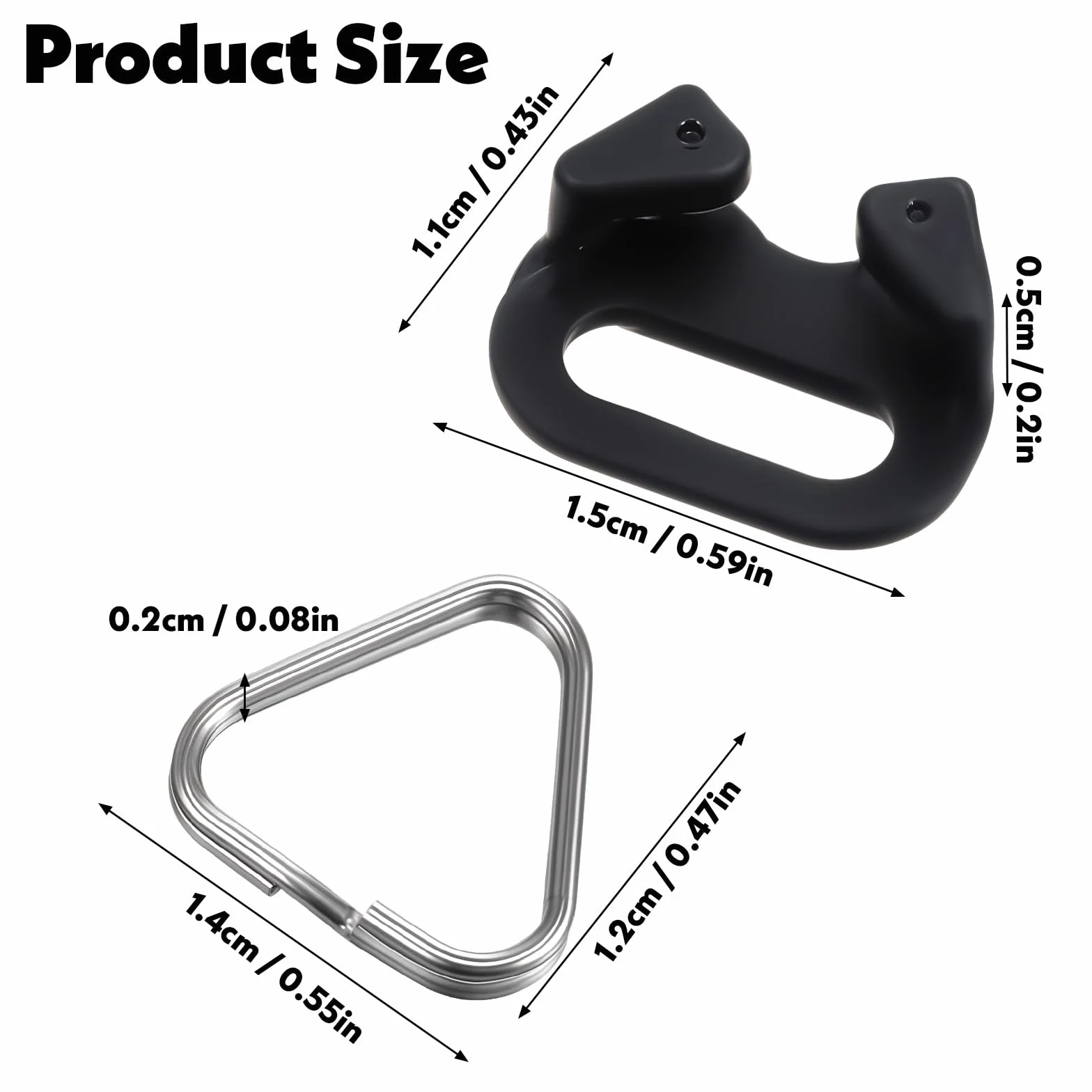 Yuanchu 6 pièces Anneaux divisés en triangle en acier inoxydable, compatible avec l'adaptateur de sangle pour appareil photo, anneau à ergot avec bague en plastique pour sangle d'épaule pour appareil