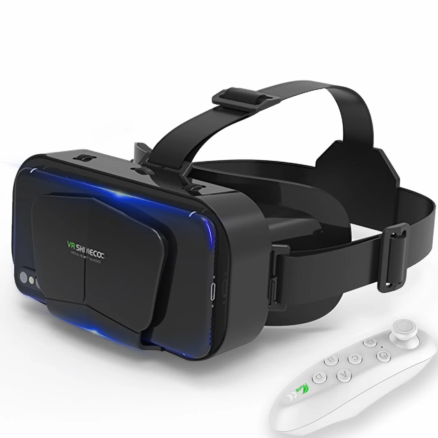 Casque VR 2K HD Anti-Lumière Bleue Compatible iPhone Android pour Jeux Films Noir
