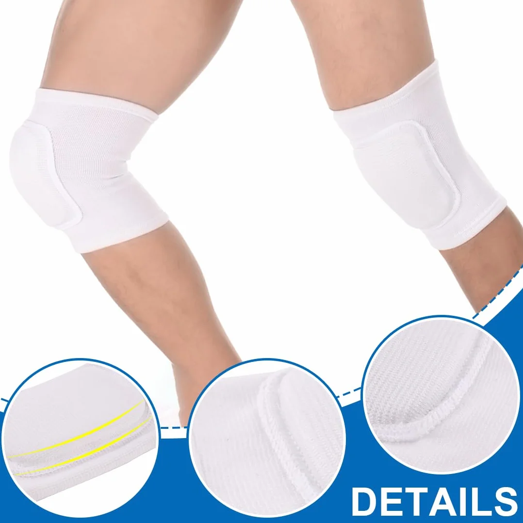 EIHI Genouillères de Protection Sport Antidérapante Soft Knee Pad Volleyball Course Danse Tennis Blanc L