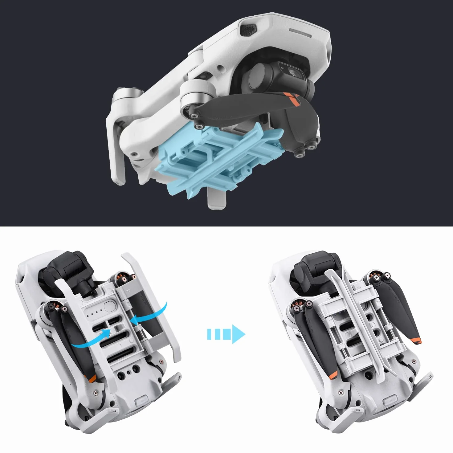 HeiyRC Extensions de train d'atterrissage pour DJI Mini 4K/Mini 2/Mini SE/Mavic Mini drone landing gear, accessoire de rallonge pliable pour les jambes en hauteur