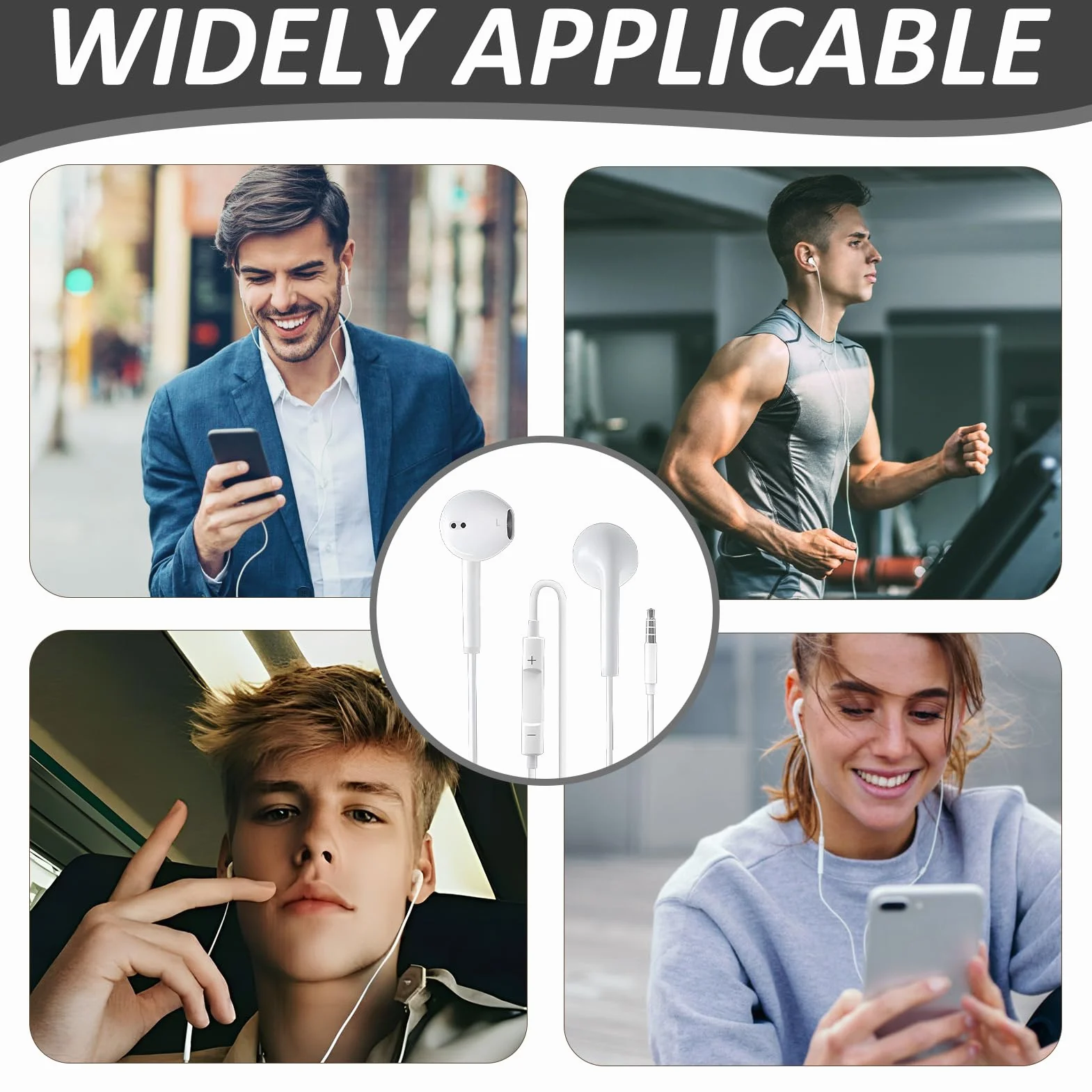 Lot de 4 écouteurs Filaires 3.5mm avec Microphone et Contrôle du VolumeAdaptés pour Téléphones Portables Tablettes MP3 Qualité Sonore Exceptionnelle et Confort Optimal