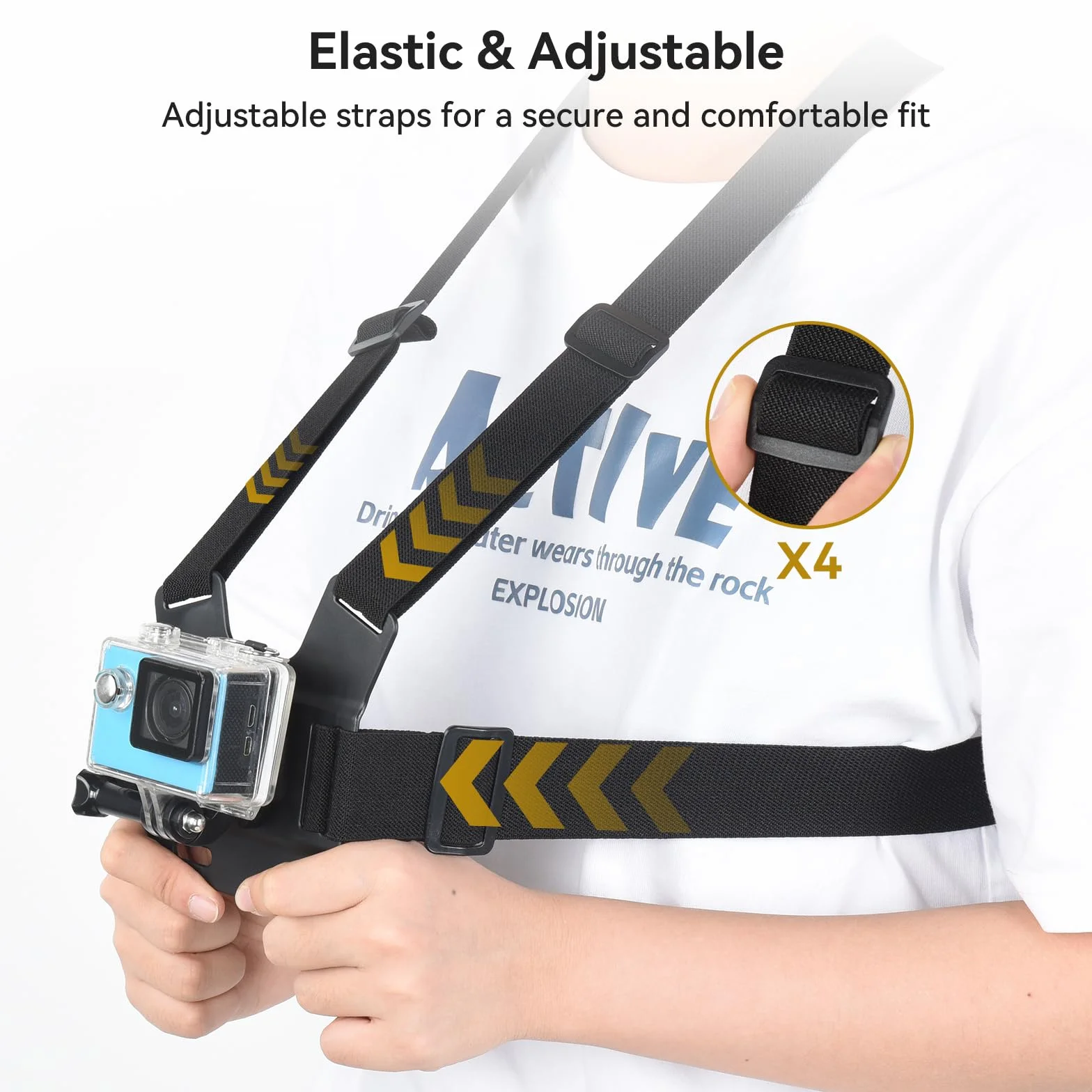 UTEBIT Support de Sangle de Poitrine pour Téléphone Harnais de Fixation Torse Réglable pour Caméras d'action Sangle de Montage Téléphone Compatible avec Gopro pour iPhone pour Samsung