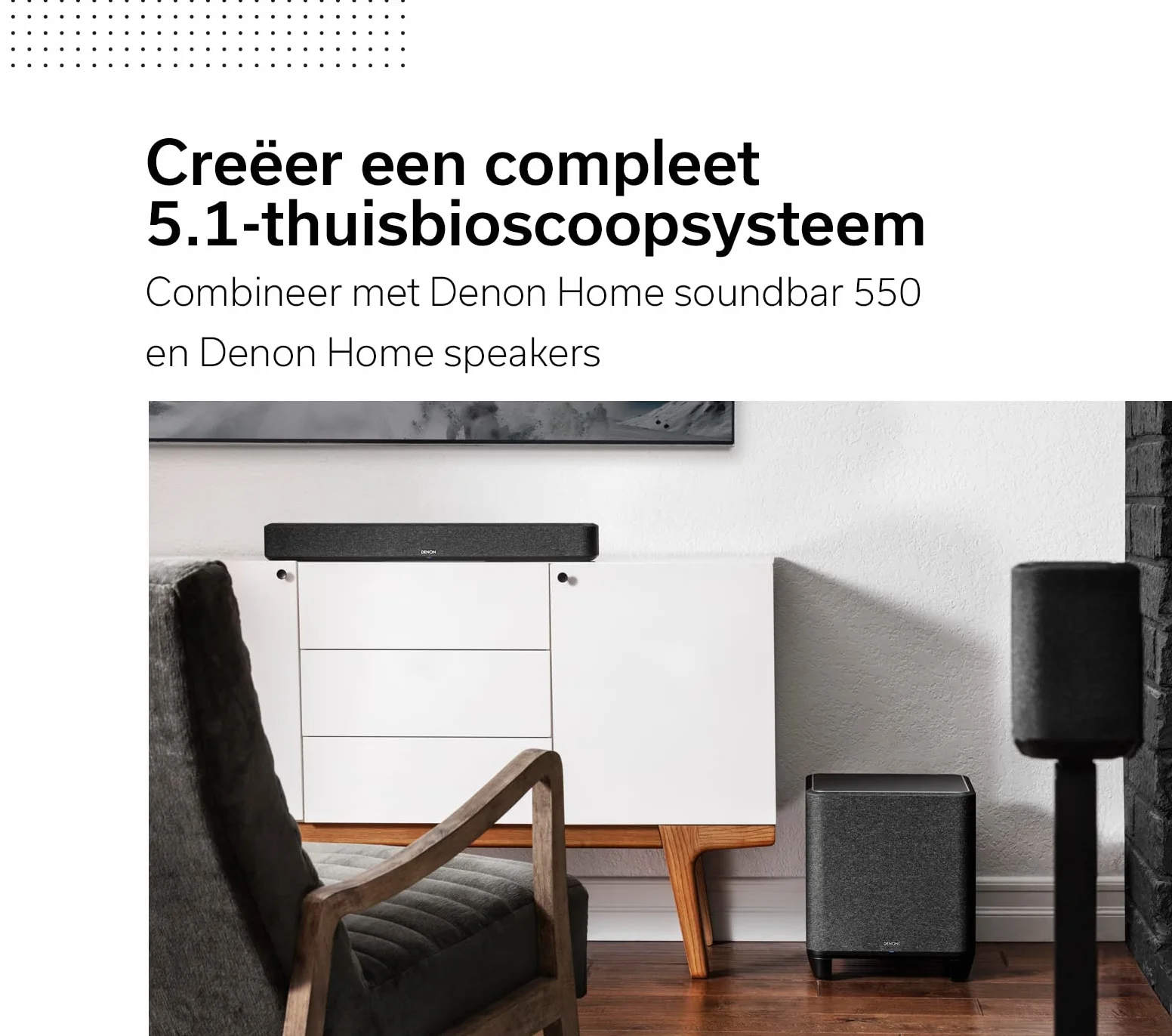 Denon Home Caisson de Basses sans Fil avec HEOS Intégré, Amplificateur Classe D Haute Performance, Woofer 8 Pouces pour Home Cinéma et Musique - Noir