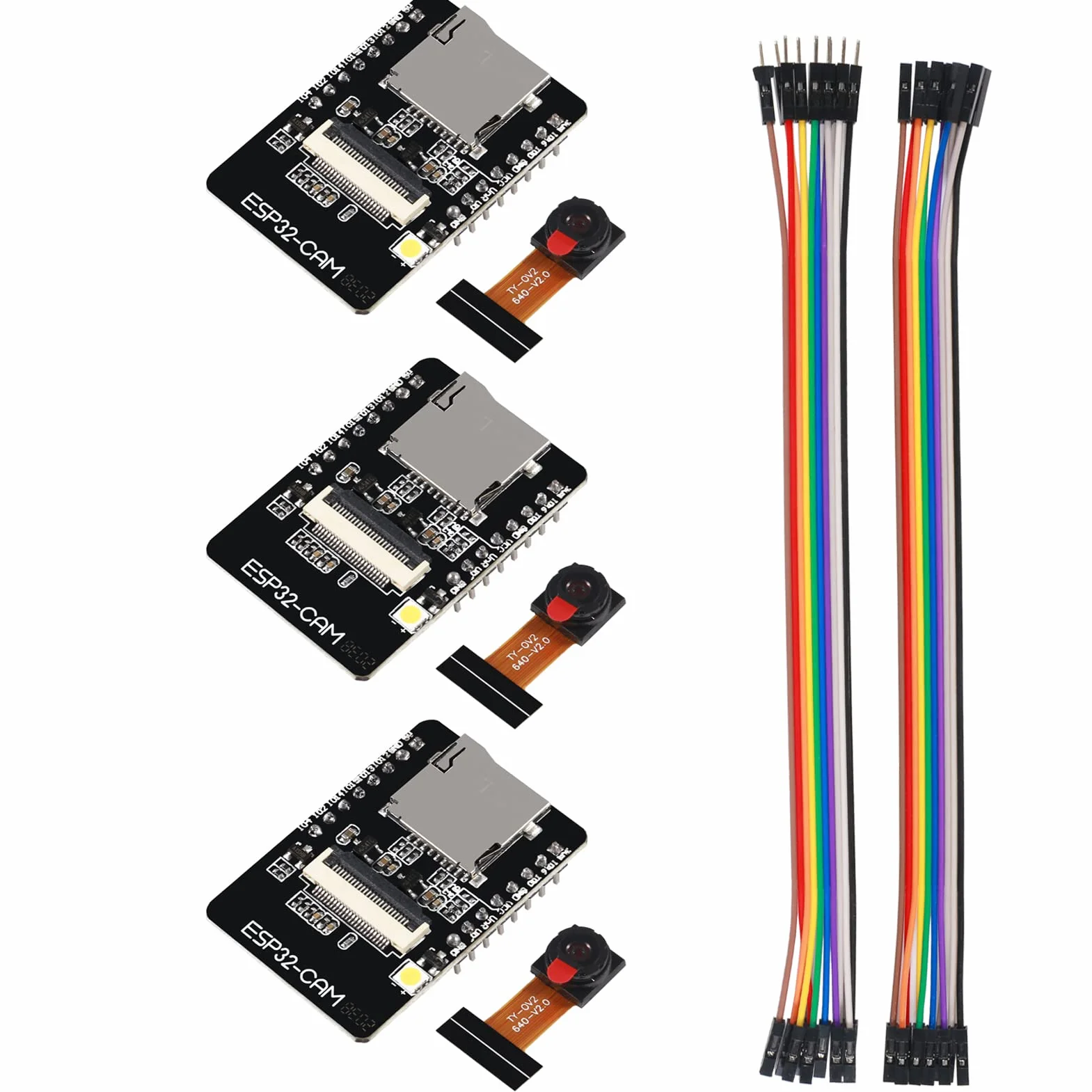 Lot de 3 modules de caméra ESP32-CAM WiFi Bluetooth Carte de développement ESP32 sans fil OV2640 avec fil de raccordement