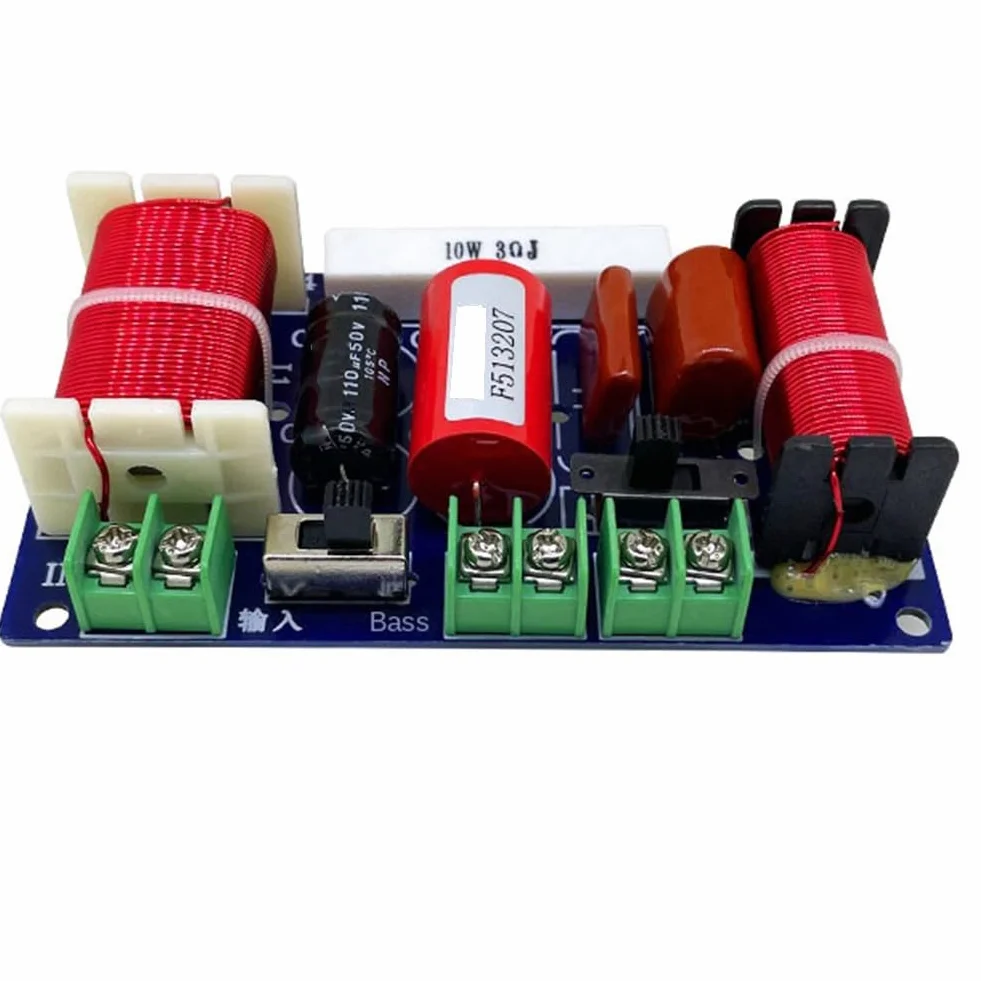 Diviseur audio 250 W haute et 2 voies - Diviseur audio en plastique - Diviseur Hi-Fi - 3000 Hz - Répartiteur de basses hautes et basses réglables - Filtre Hi-Fi haute fidélité