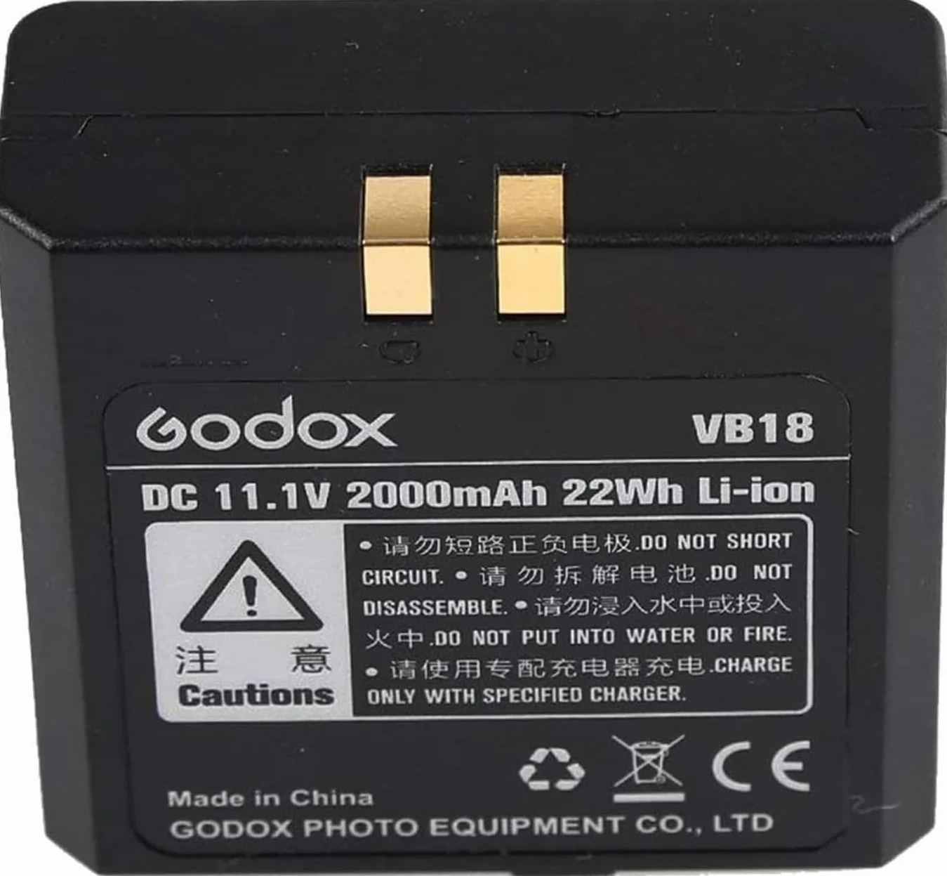 Godox VB18 Batterie de rechange au lithium CC 11,1 V 2000 mAh pour flash Speedlite GODOX V860IIS V860IIC V860IIN V860IIF V850