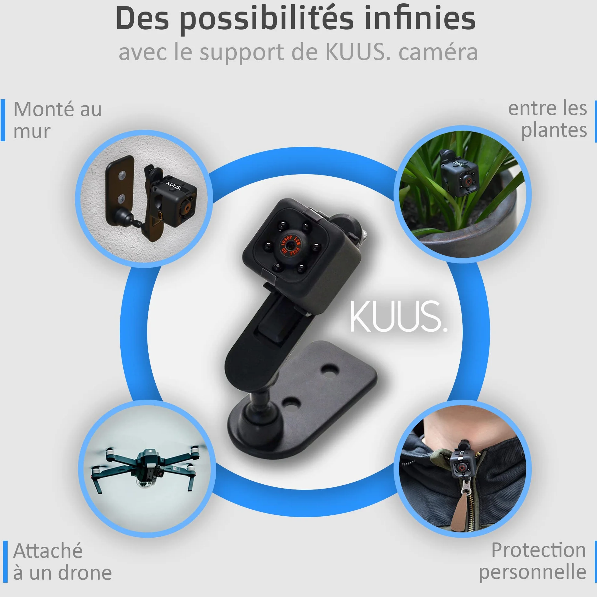 KUUS C1 Plus Petite Mini Caméra Espion d'europe 2,3cm Caméra Cachée sans WiFi Full HD 1080P, Micro Espion Discrète, Camera Surveillance sans Internet, SD 32 Go Class 10 U3 ISO 10000+ Vendus Pack