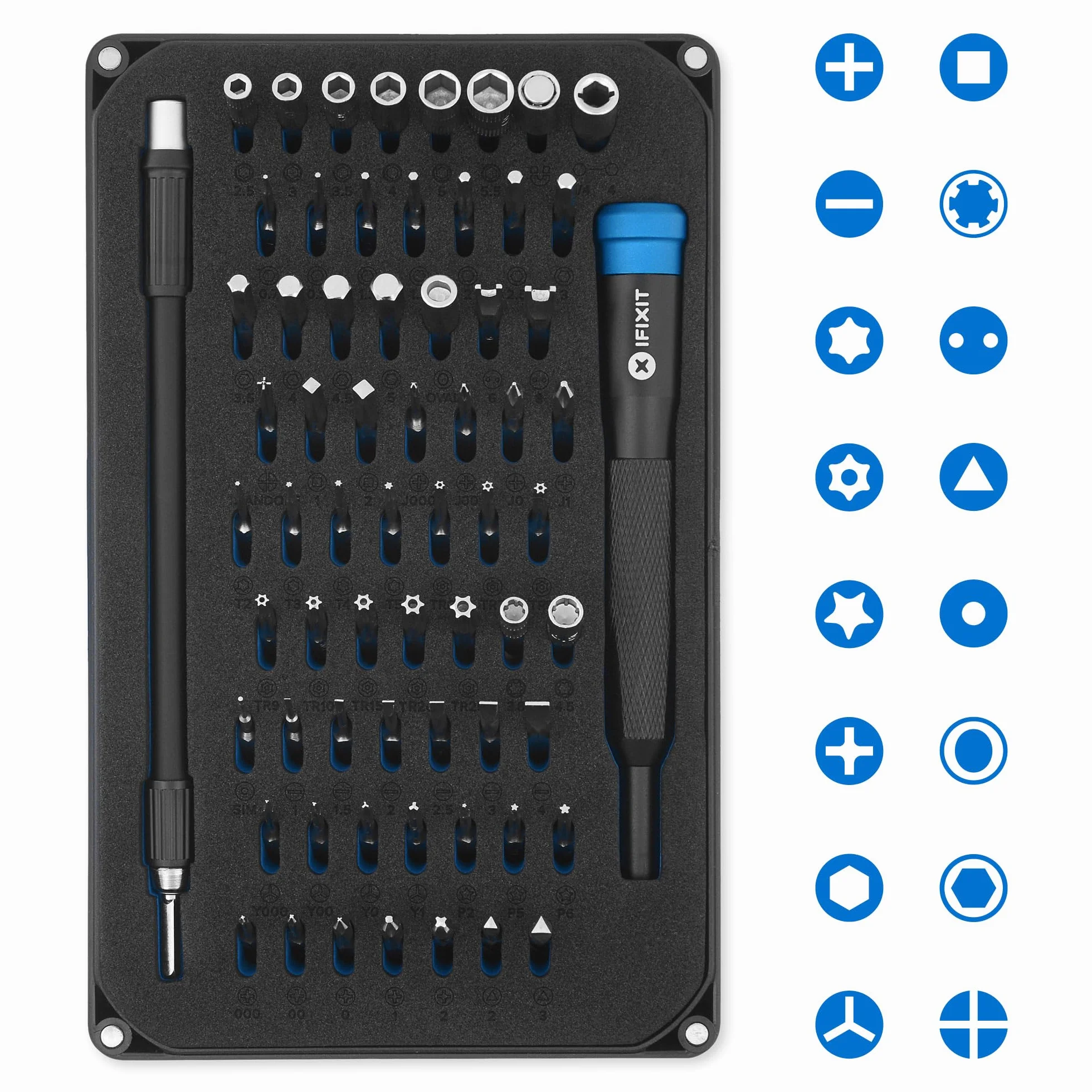 iFixit Pro Tech Toolkit (Édition noire) Ensemble d'outils, outils d'ouverture, tournevis de précision et 64 embouts (4 mm), pour réparation de smartphone, ordinateur