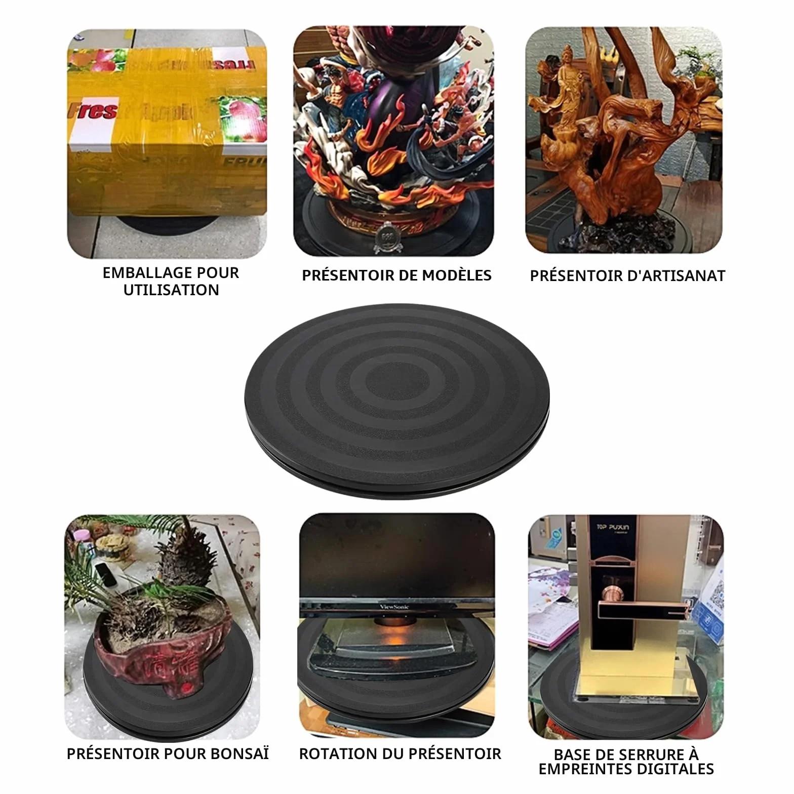 Plateau Tournant,Tourne-Disque Rotatif Rotatif à 360 Degré Plateau Pivotant TV,Degrés avec Roulements à Billes en Acier, Charge15 kg, Idéal pour TV, Artisanat, Présentoirs, 20 cm de Diamètre