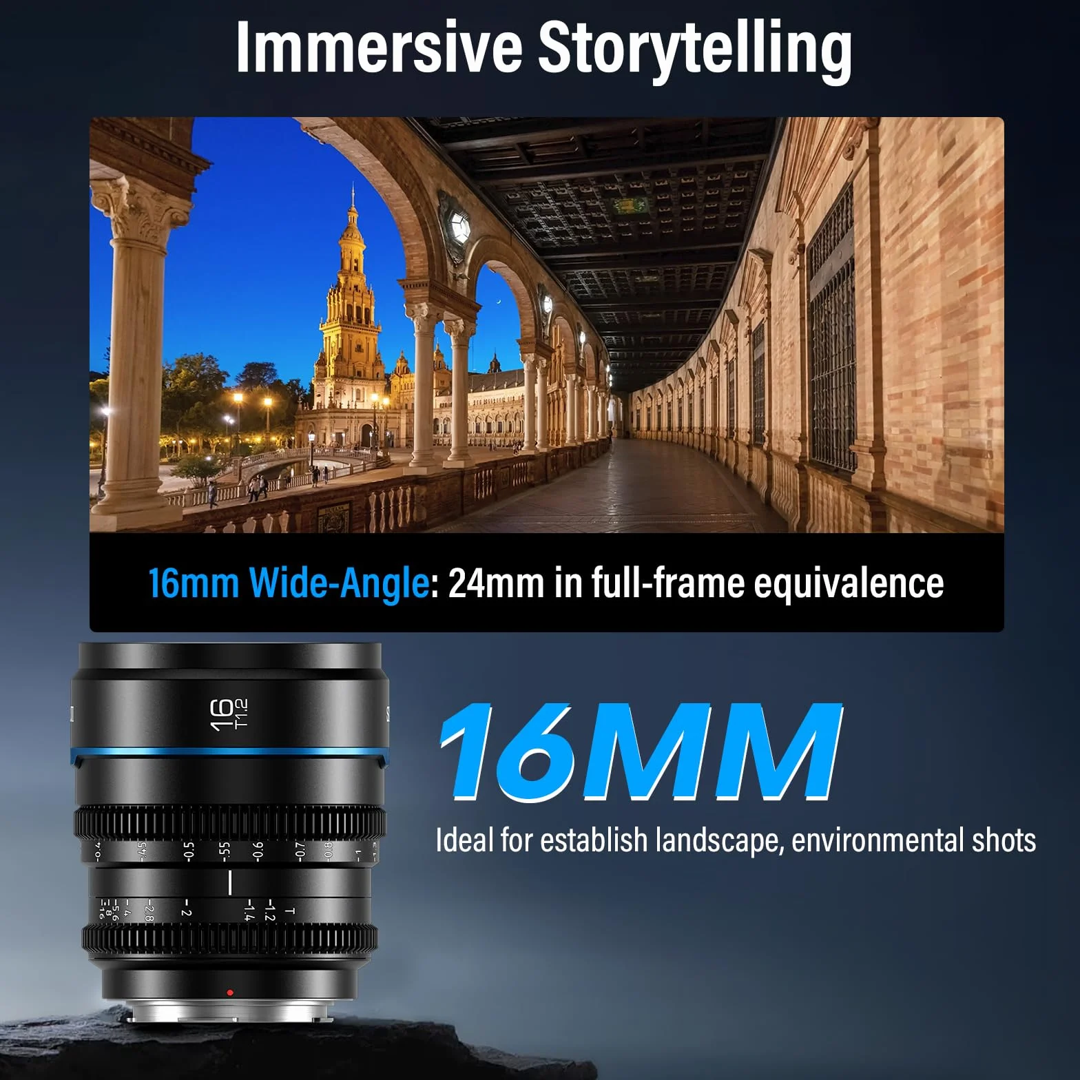 SIRUI Night Walker 16mm T1.2 S35 Objectif Cinéma MF Grand-Angle, Monture E, Noir