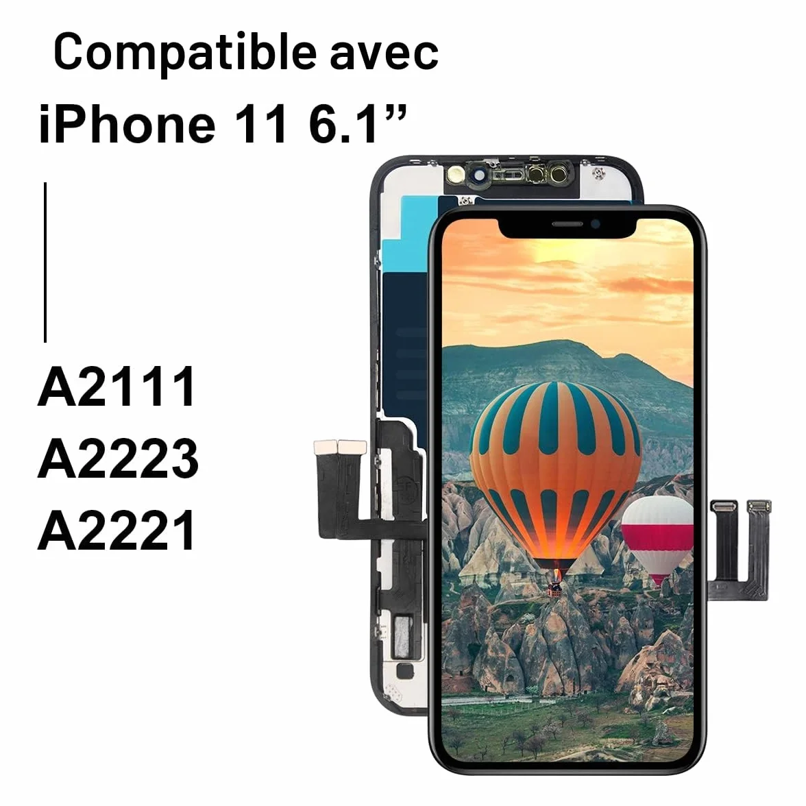Dinow Écran Tactile de Rechange pour iPhone 11 d'écran LCD 6,1"(Noir) iphone 11 Ecran Tactile Digitizer Assembly +Kit De Réparation Complet Modèle: A2111, A2223, A2221