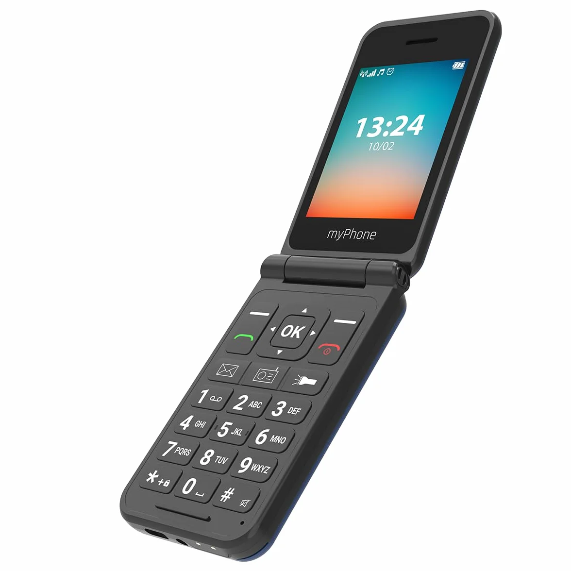 myPhone Flip LTE Téléphone Portable Senior à Clapet Débloqué 4G, Grandes Touches, Bouton SOS, Double SIM