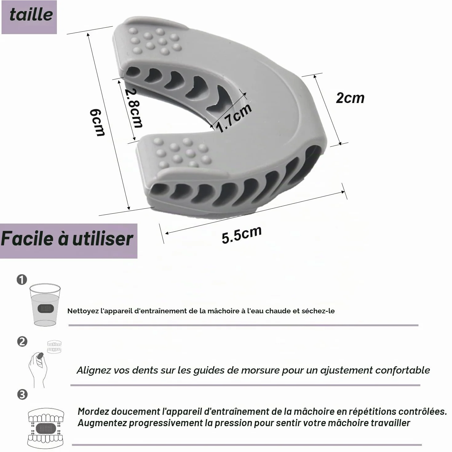 Exerciseur de mâchoire lot de 3 entraîneurs 18,1 kg 22,7 kg 27,2 kg