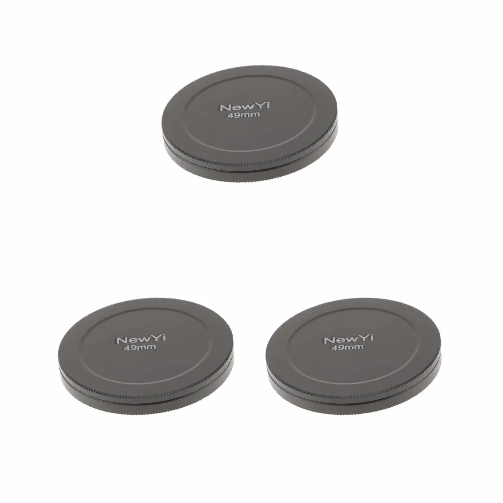 Lot de 3 capuchons de protection en métal pour filtre d'objectif d'appareil photo 49 mm Noir