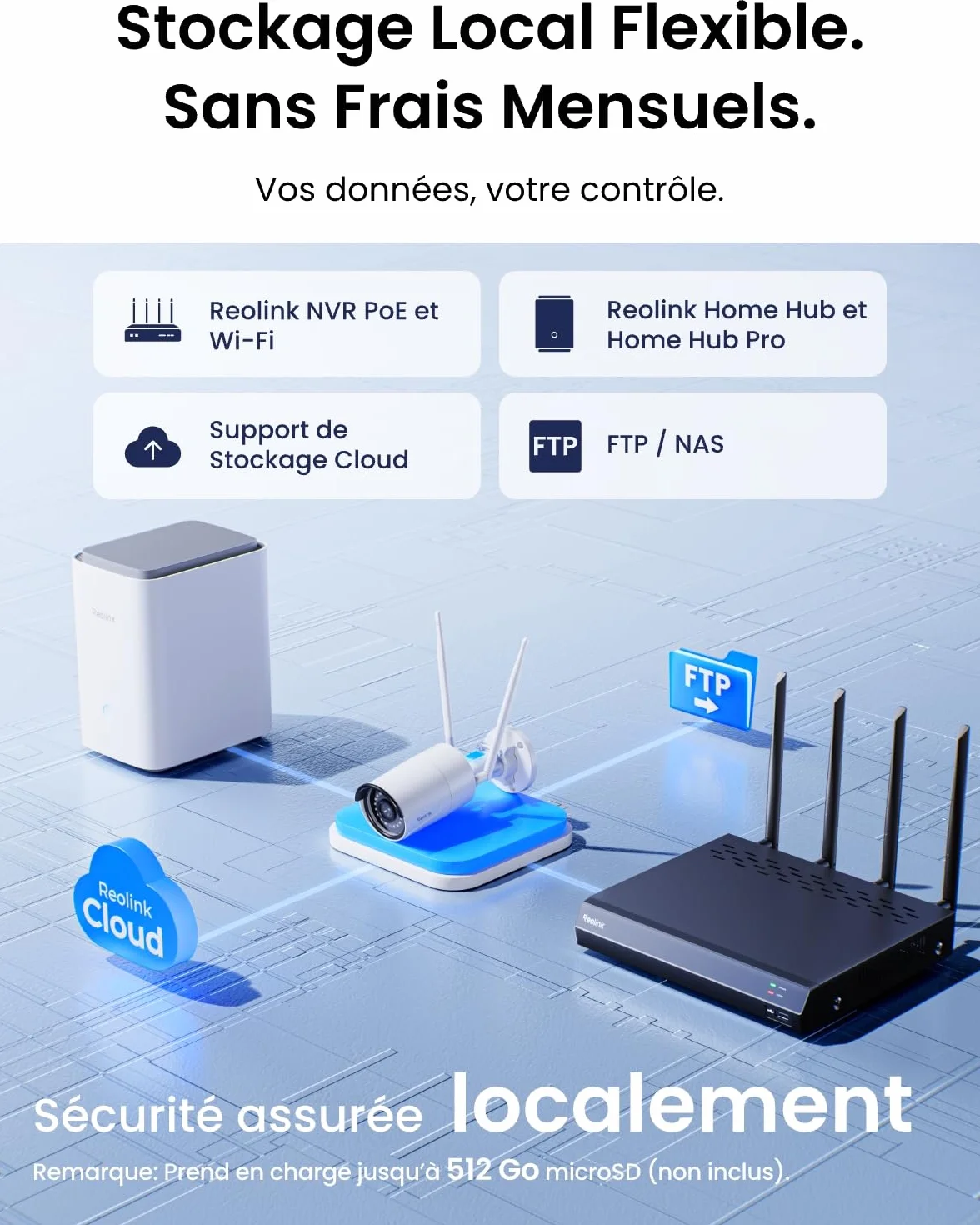 Reolink 5MP Caméra de Surveillance Extérieure WiFi, Caméra IP WiFi 2,4GHz/5GHz, Détection de Personne/Véhicule/Animal, Vision Nocturne Etanche IP67, Fente pour Carte microSD, Time-Lapse, RLC-510WA