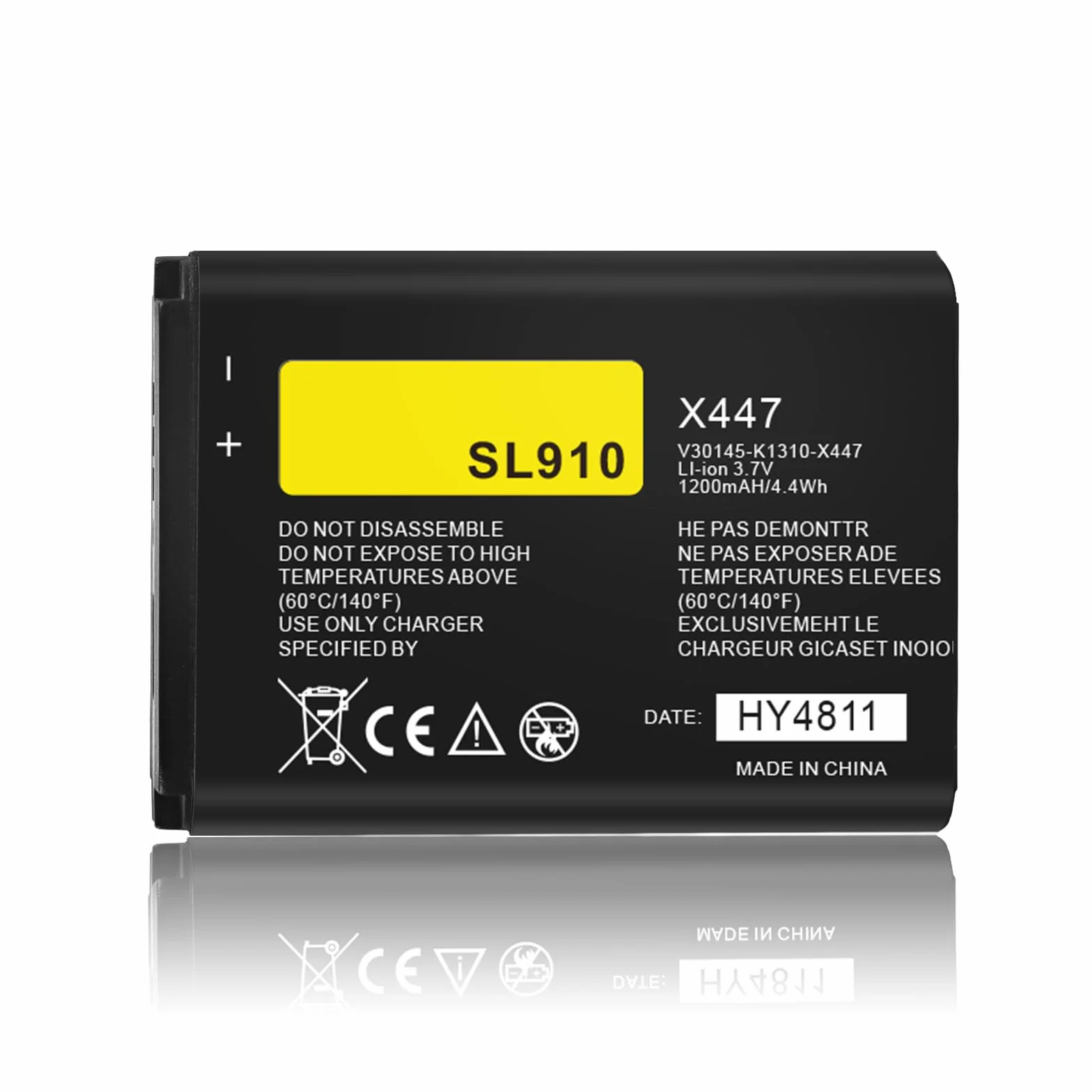 Lot de 2 batteries de rechange Li-ion 3,7 V 1200 mAh pour Siemens Gigaset SL910 SL910A SL910H compatible avec V30145-K1310K-X447 V30145-K1310-X447 V30145-K1310K-X447-00 - HY