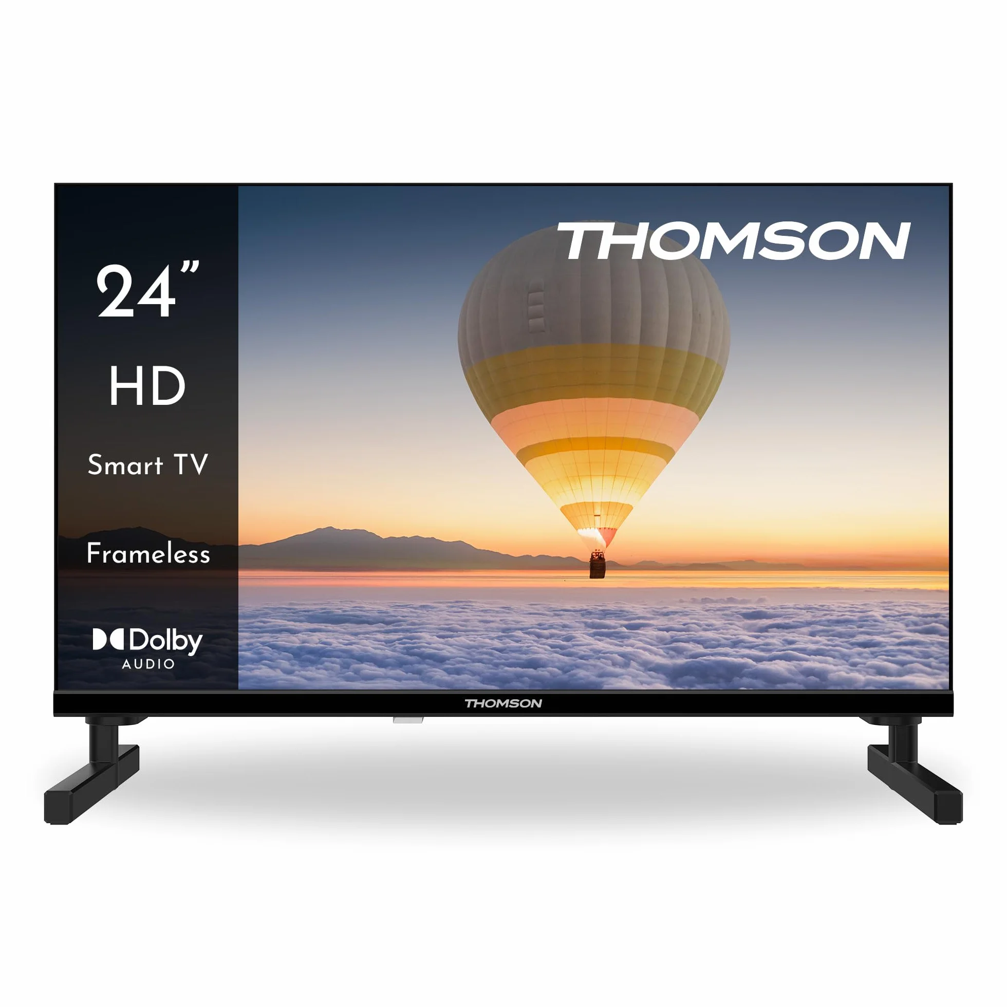 THOMSON 24 Pouces (60 cm) HD LED Smart TV, Wi-FI, Commande vocale, HDR10, Dolby Audio, Triple Tuner (Câble-Satellite-TNT), HDMI, USB, 1.5GB RAM, 8GB Flash – 24HT2S15