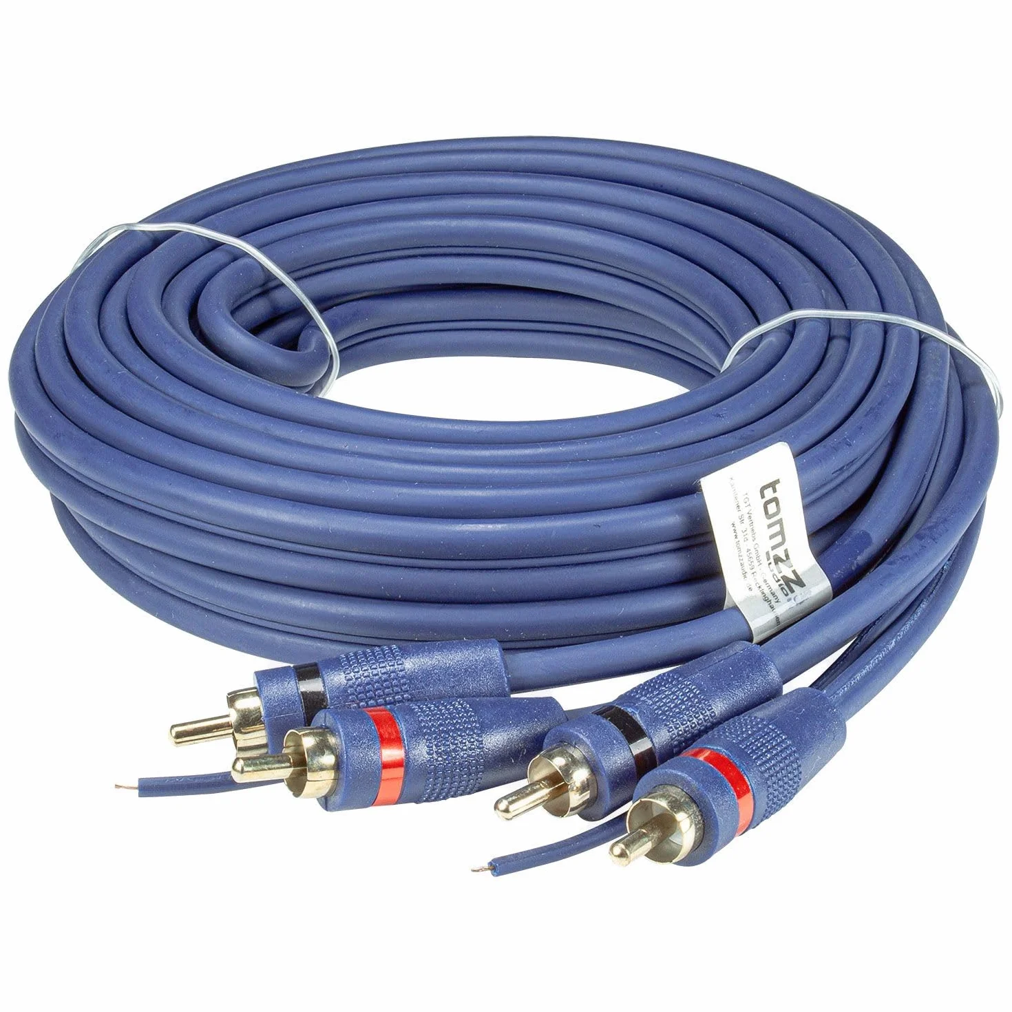 tomzz Audio 5500-001 Câble RCA Professionnel RCA 5m, blindé 2 Fois, Bleu, avec câble Distant