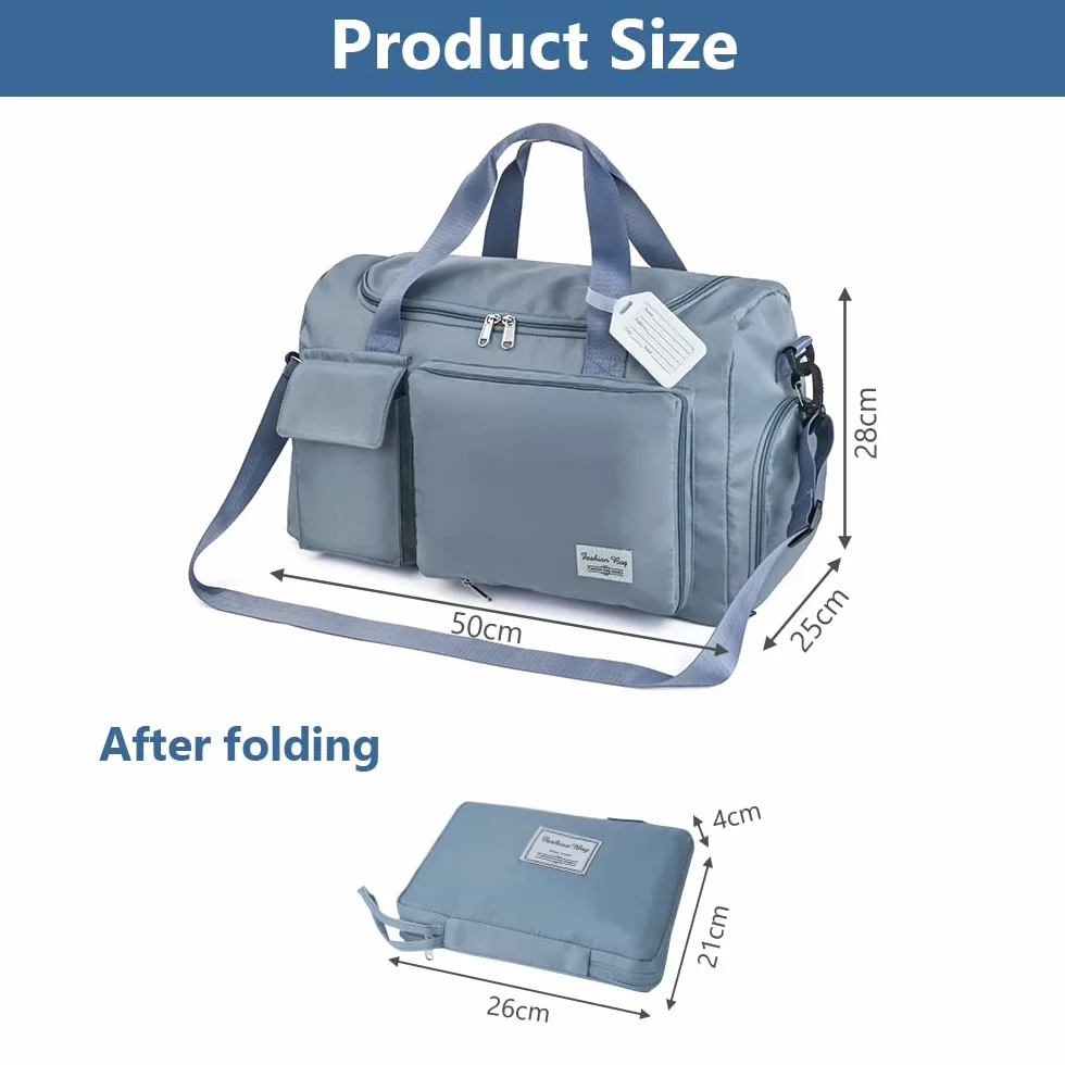 flintronic Sac de Voyage Pliable Grande Capacité 35L 50L Imperméable Séparé Sec Humide