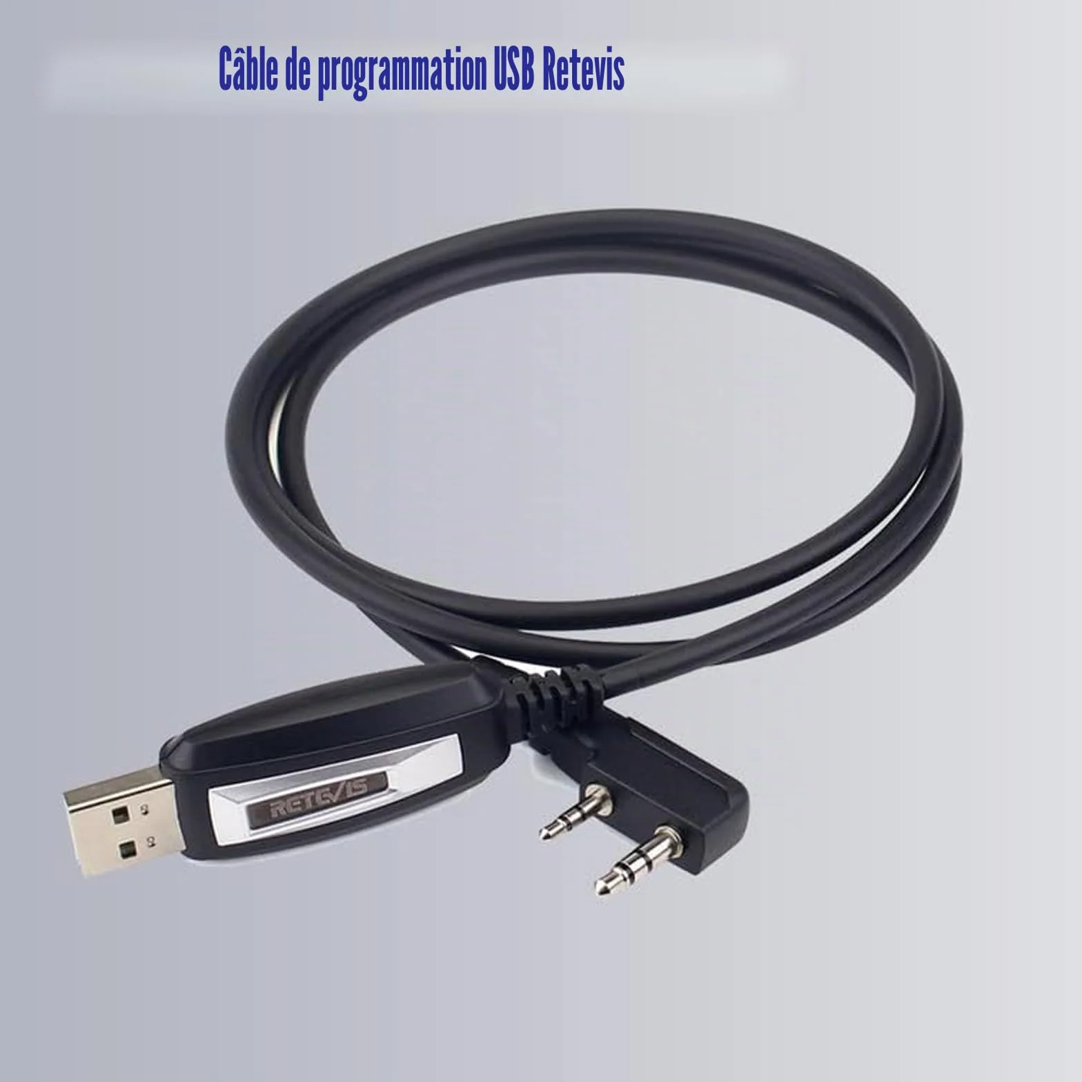 Retevis Câble Programmation pour Talkie Walkie Programmateur USB compatible avec Baofeng UV-5R BF-888S Radtel Quansheng UV-K5, RT24 RT27 RA79 H777H RT668 RT5R Win10/Win11 (1 pièce)