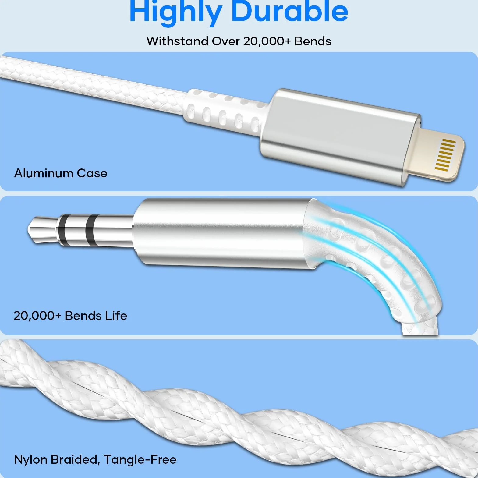 Cable Jack i Phone 1,2M [Certifié MFi] Audio Cable Auxiliaire Voiture i Phone Light-ning Cable Jack 3.5mm Compatible avec iPhone 14/13/12/11/X pour Autoradio/Casque/Enceinte, Argent