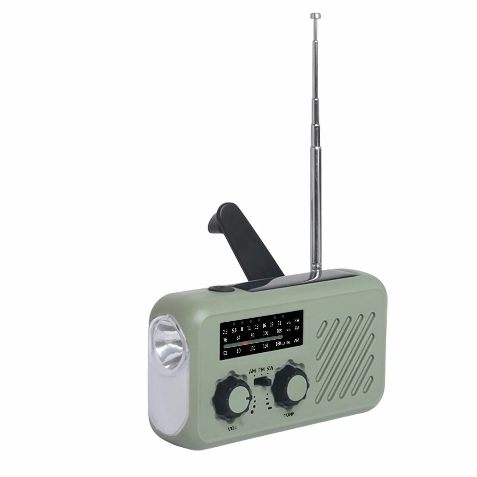 Radio Solaire d'Urgence à Manivelle Auto-alimentée avec Lampe de Poche LED, Alarme SOS, AM/FM, Météo Wind Up, Charge Smartphone USB
