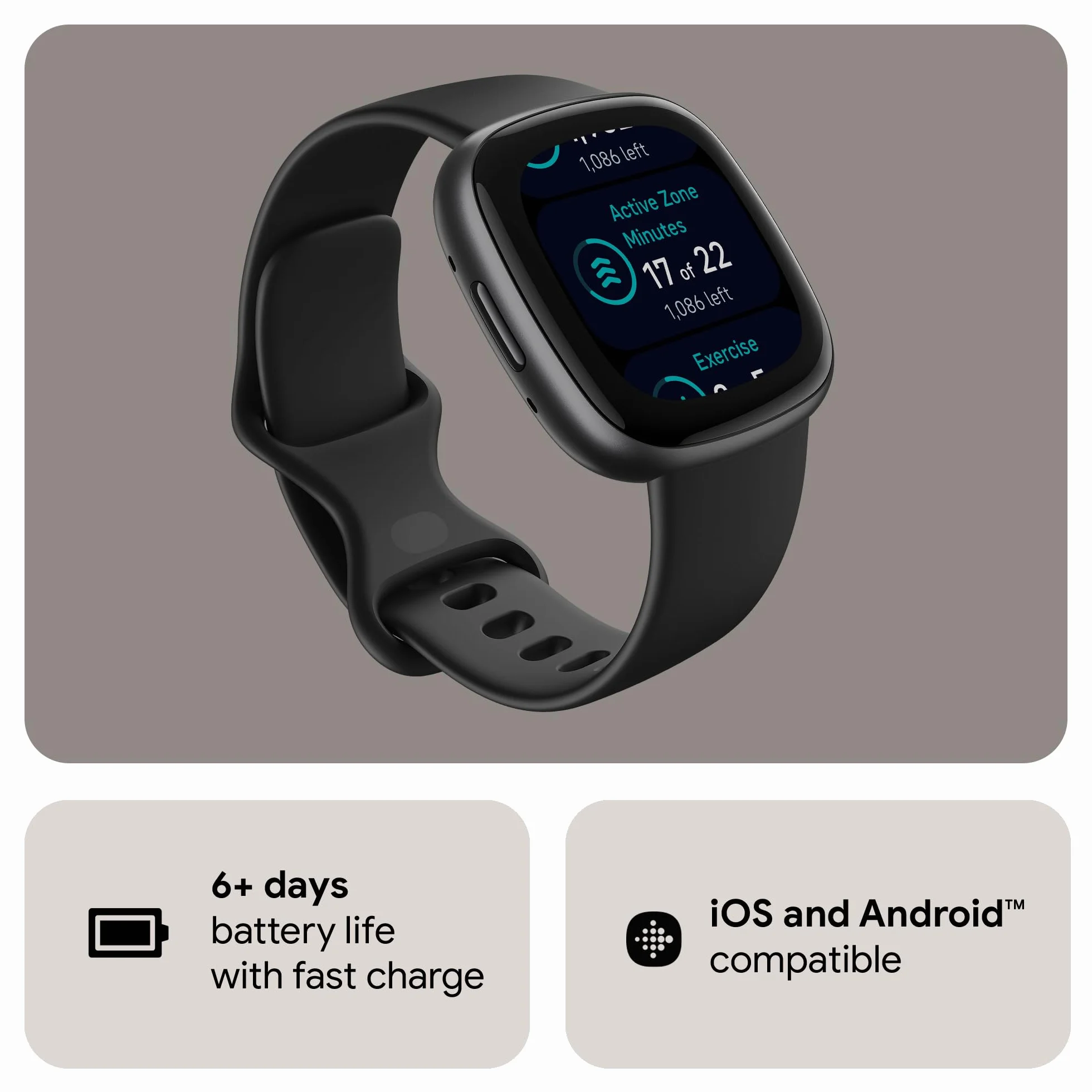 Google Fitbit Versa 4 Montre connectée sport GPS intégré autonomie 6 jours compatible Android iOS