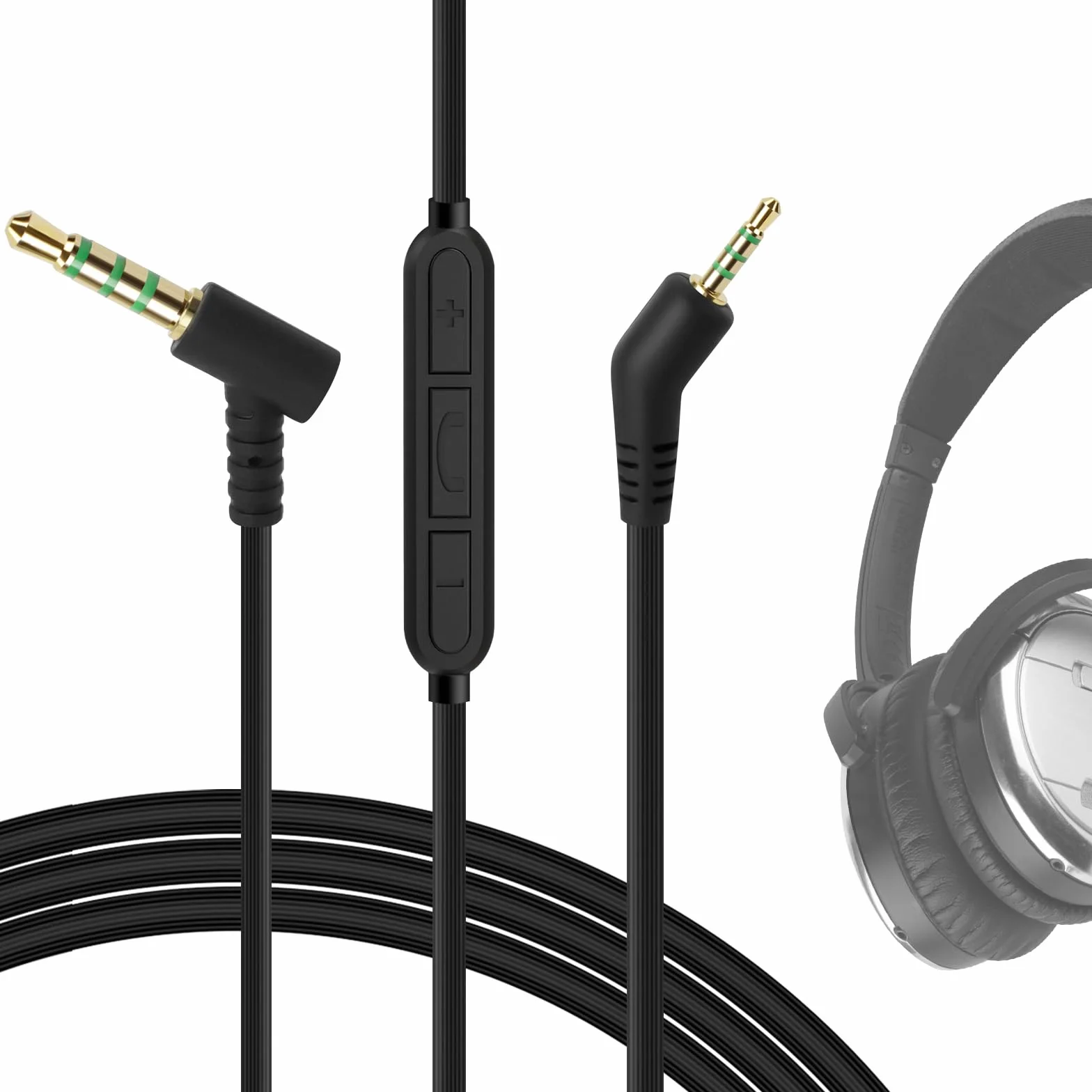 GEEKRIA Câble audio avec micro compatible avec Bose QuietComfort 3, câble pour écouteurs QC3, 3,5 mm vers 2,5 mm de remplacement stéréo avec micro intégré et contrôle du volume (4 pi / 1,2 m)