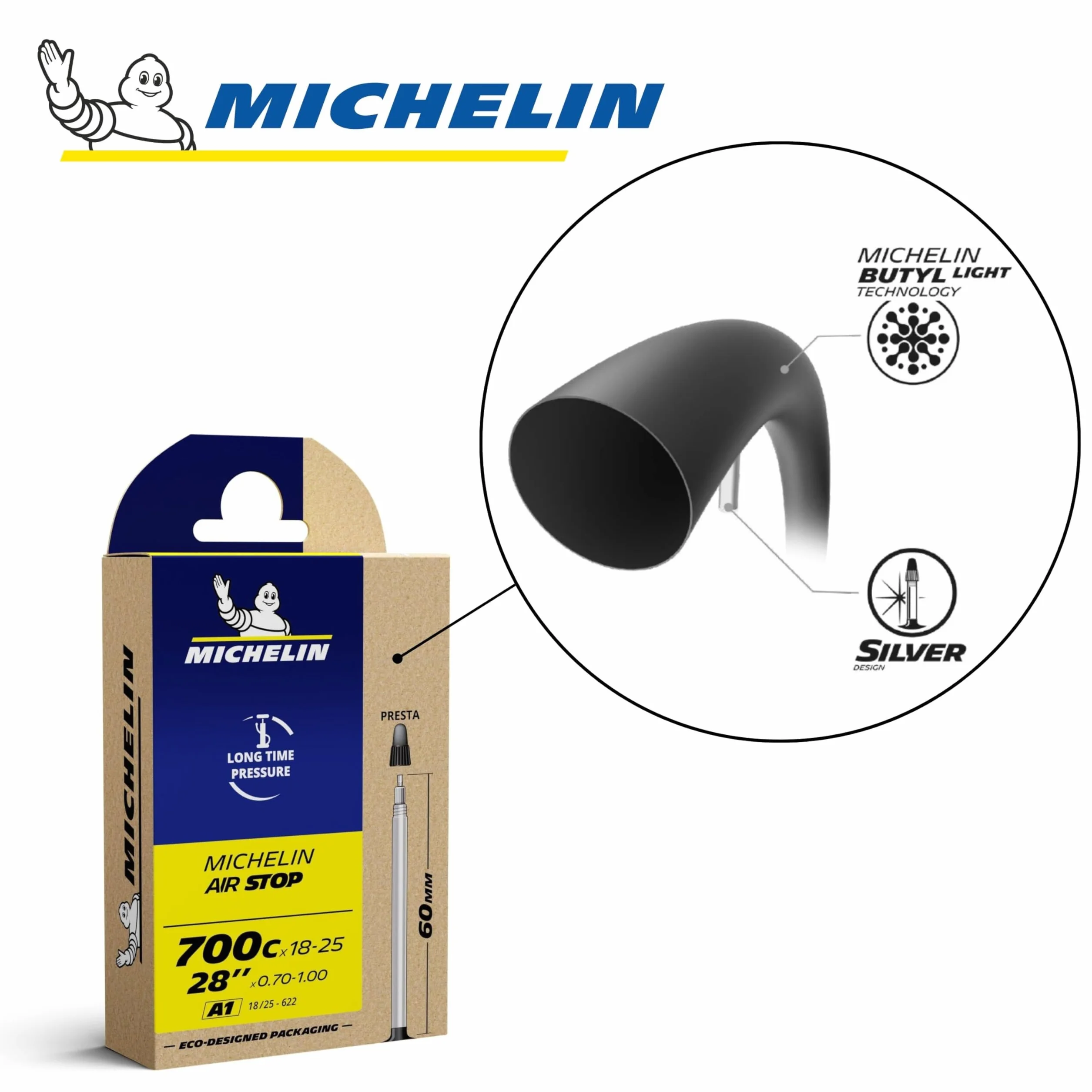 MICHELIN Chambres à Air AIRSTOP Lot de 2 Résistance Crevaisons Vélos City Route VTT