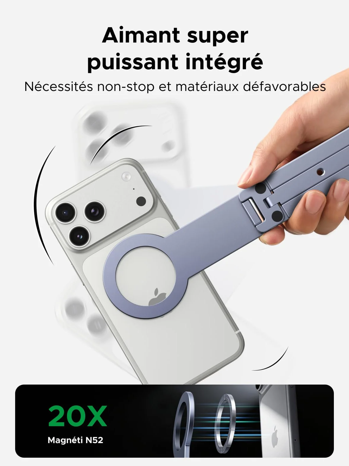 UGREEN Trépied Magnétique pour Téléphone MagSafe Gris Nébuleuse Alliage d'aluminium