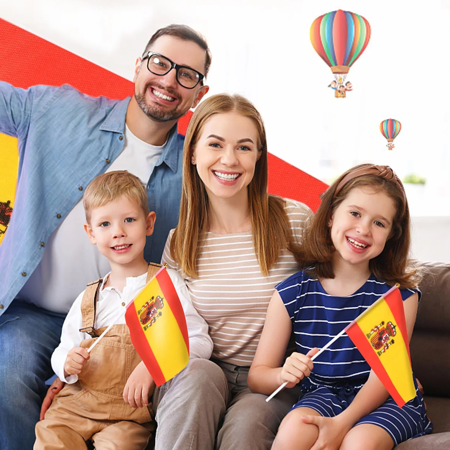 AhfuLife Petit Drapeau Espagnol 30cm, 30 Pcs Mini Drapeaux Espagne pour Décor Football Match Coupe du Monde Fête Nationale