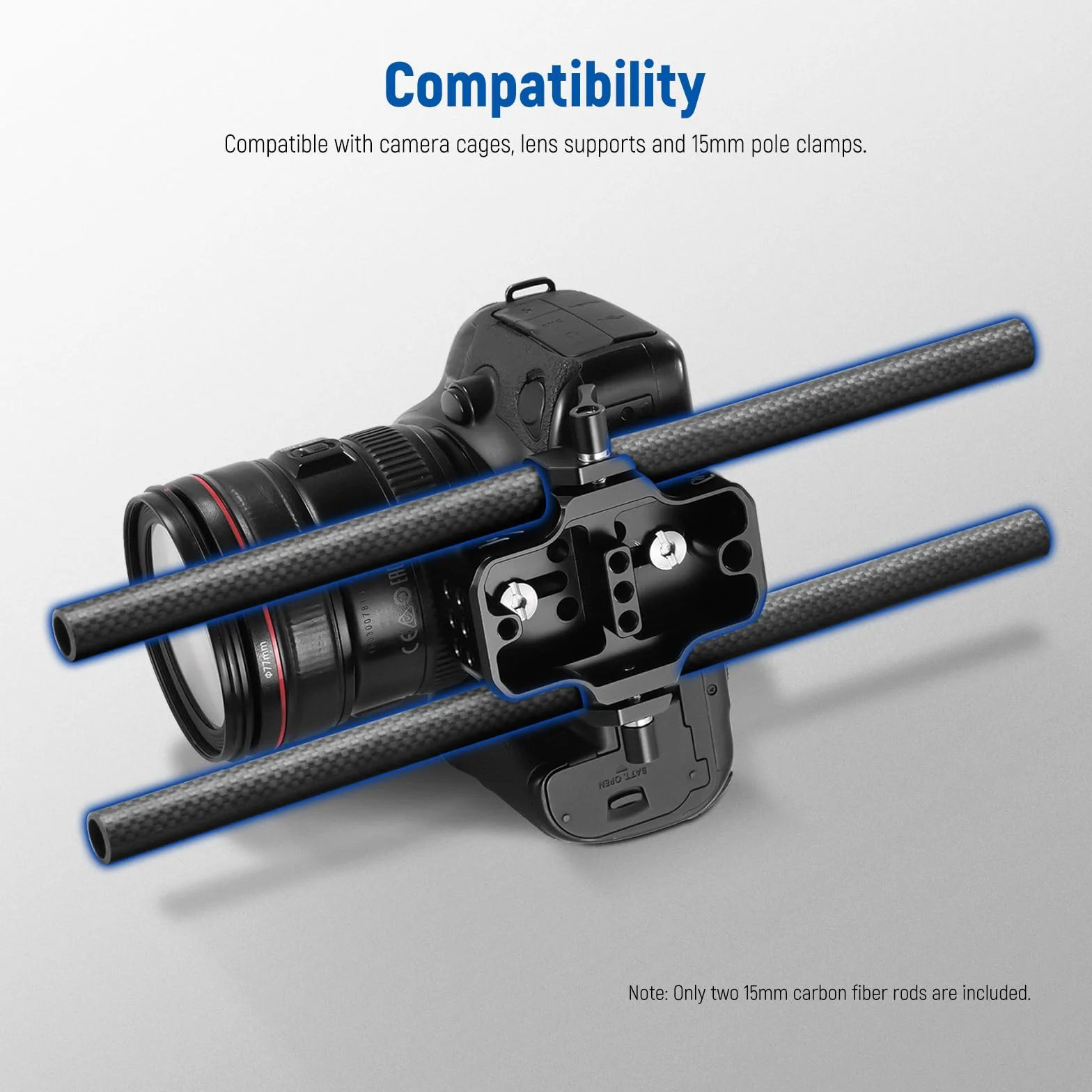 NEEWER 15mm Rod Tiges d'extension en Fibre de Carbone Lot de 2,Compatible avec SmallRig Compatible avec Tilta Le système de Support d'épaule de 15 mm Rail Follow Focus pour DSLR Camera,SR002 (30cm)