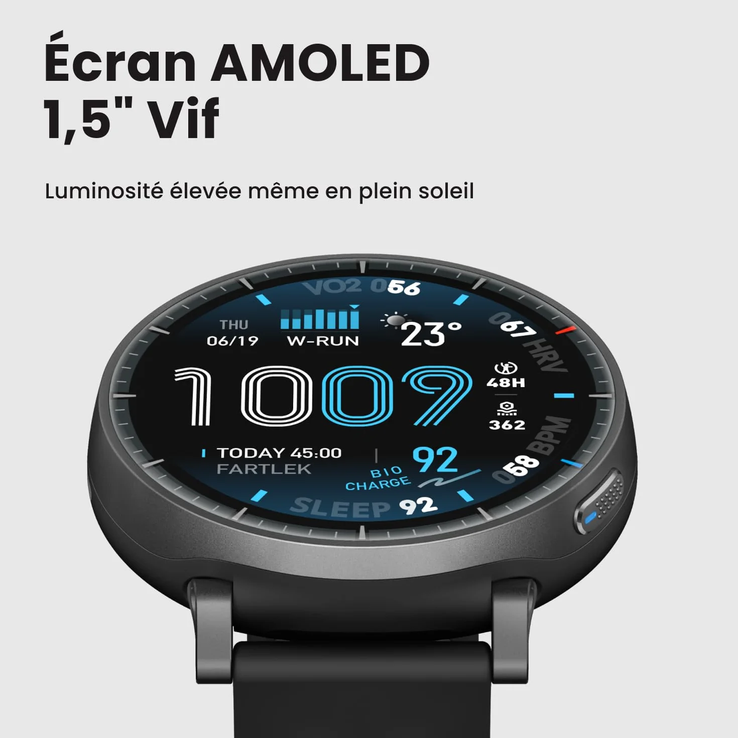 Amazfit Active Max Montre Connectée 48mm, Écran AMOLED 1,5", 25 Jours d'Autonomie, GPS, NFC, 4 Go Stockage