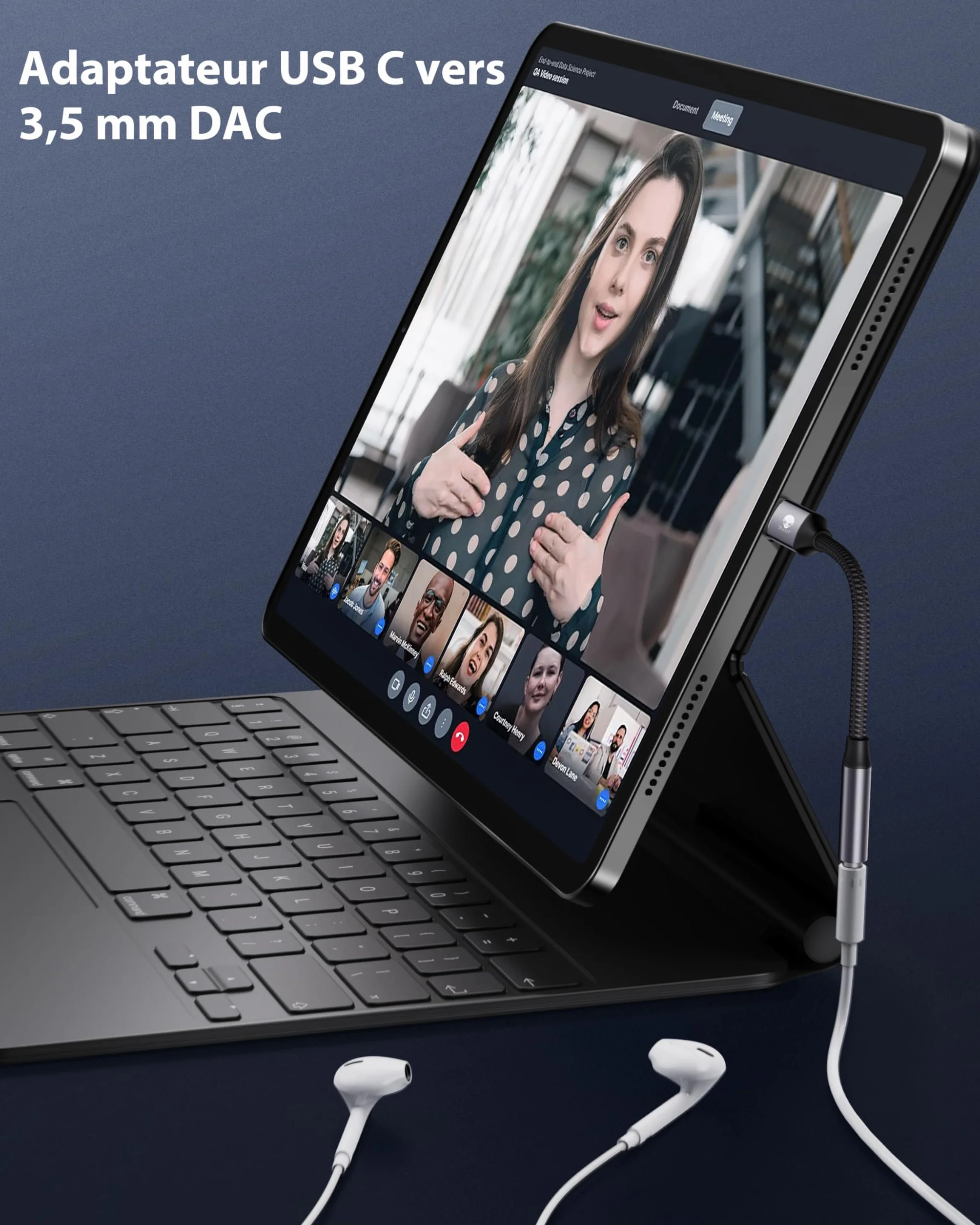 Adaptateur USB C vers Jack 3,5mm avec Puce DAC Haute Résolution Compatible iPhone 15 Pro/Max Samsung Galaxy S24 S23 Pixel