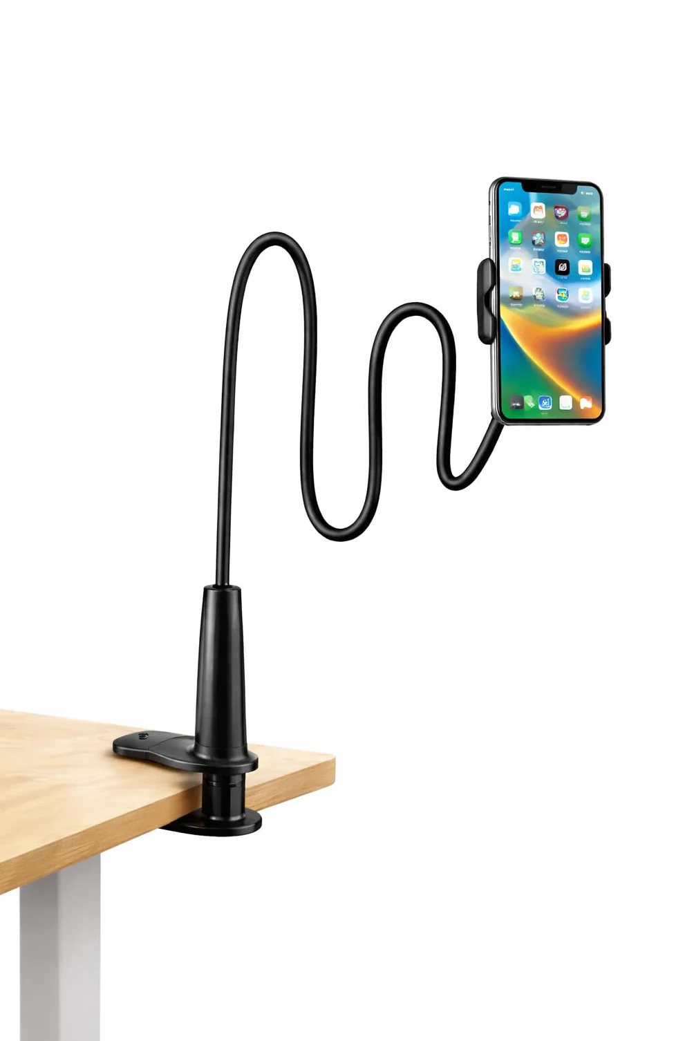 Support Téléphone pour Lit avec Bras Flexible à Col de Cygne – Support Smartphone Rotation 360° Réglable – Compatible iPhone 7 8 X XS 11 12 13 14 15 16 17 Pro Samsung Huawei Honor – 4 à 6,5 Pouces