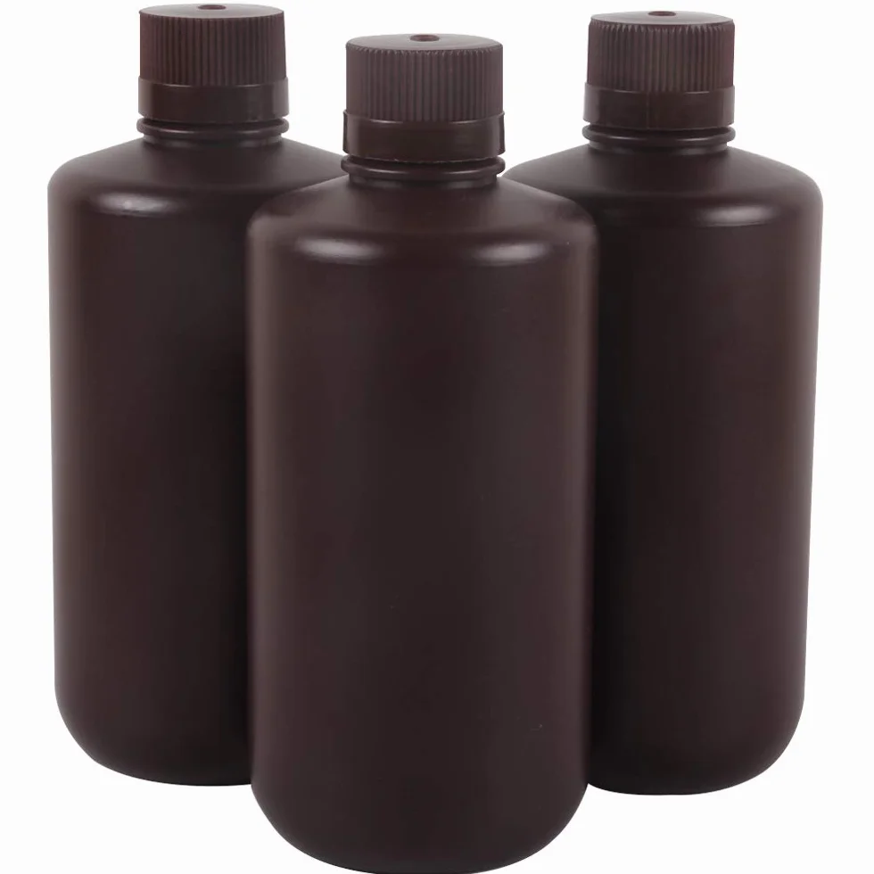 3 pièces 1L/1000 ml/35.2 oz processeur de Chambre Noire Chimique Liquide développeur Bouteilles de Stockage en Plastique pour 135 120 Film Photo négatif (3X 1L Brown Bottle)