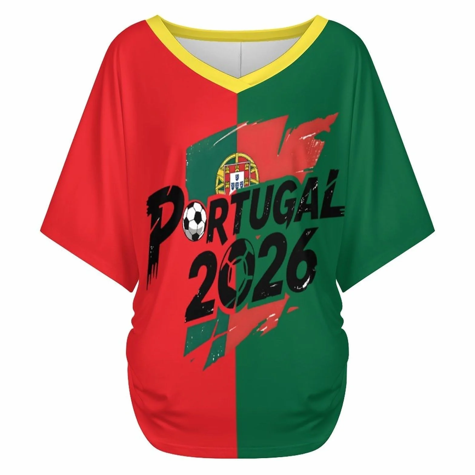 T Shirt Personnalisé Femme Fan Foot Coupe du Monde Oversize Col V Imprimé Drapeau National Maillot Manches Courtes 2026