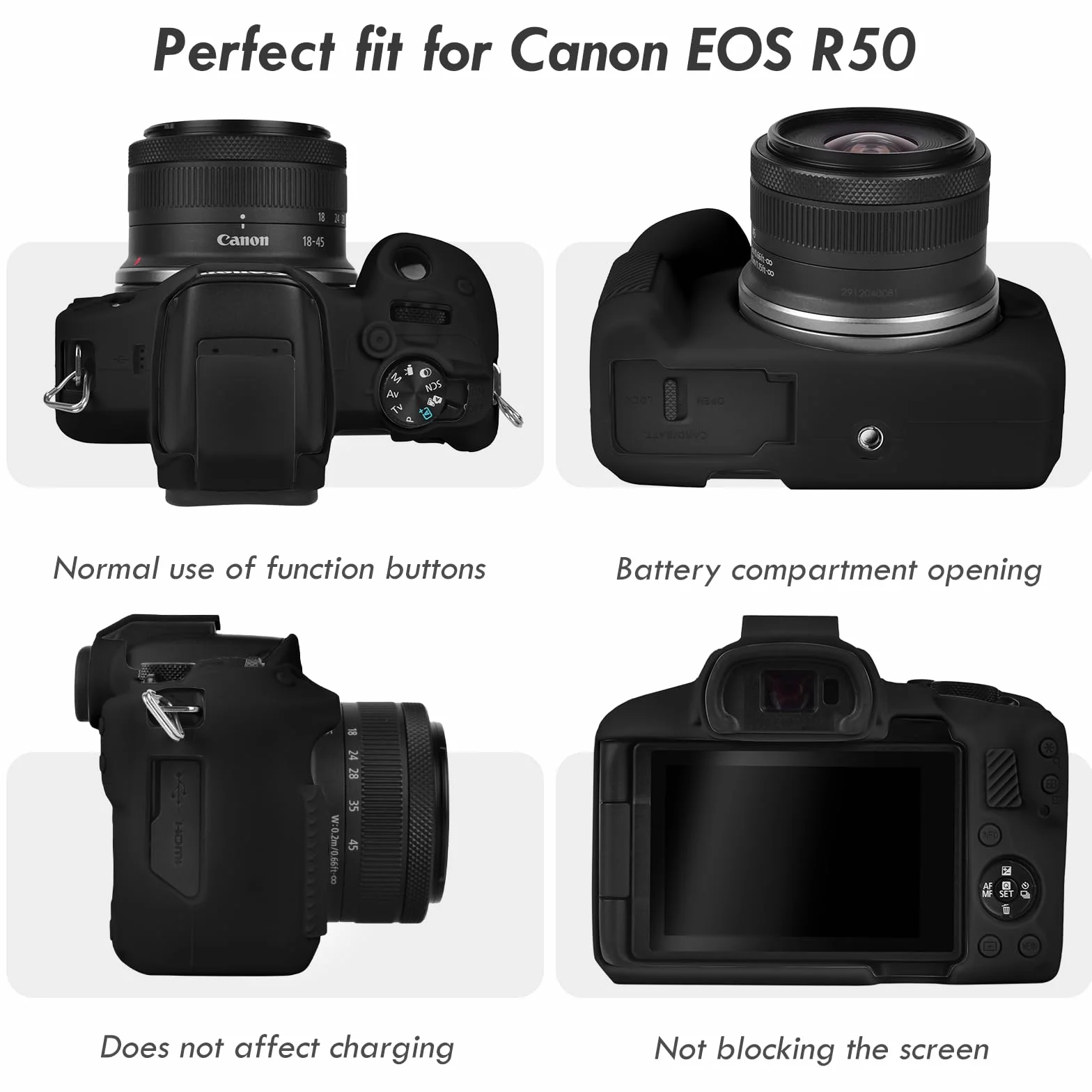 Étui de Protection en Silicone Souple pour Canon EOS R50, Léger, Noir